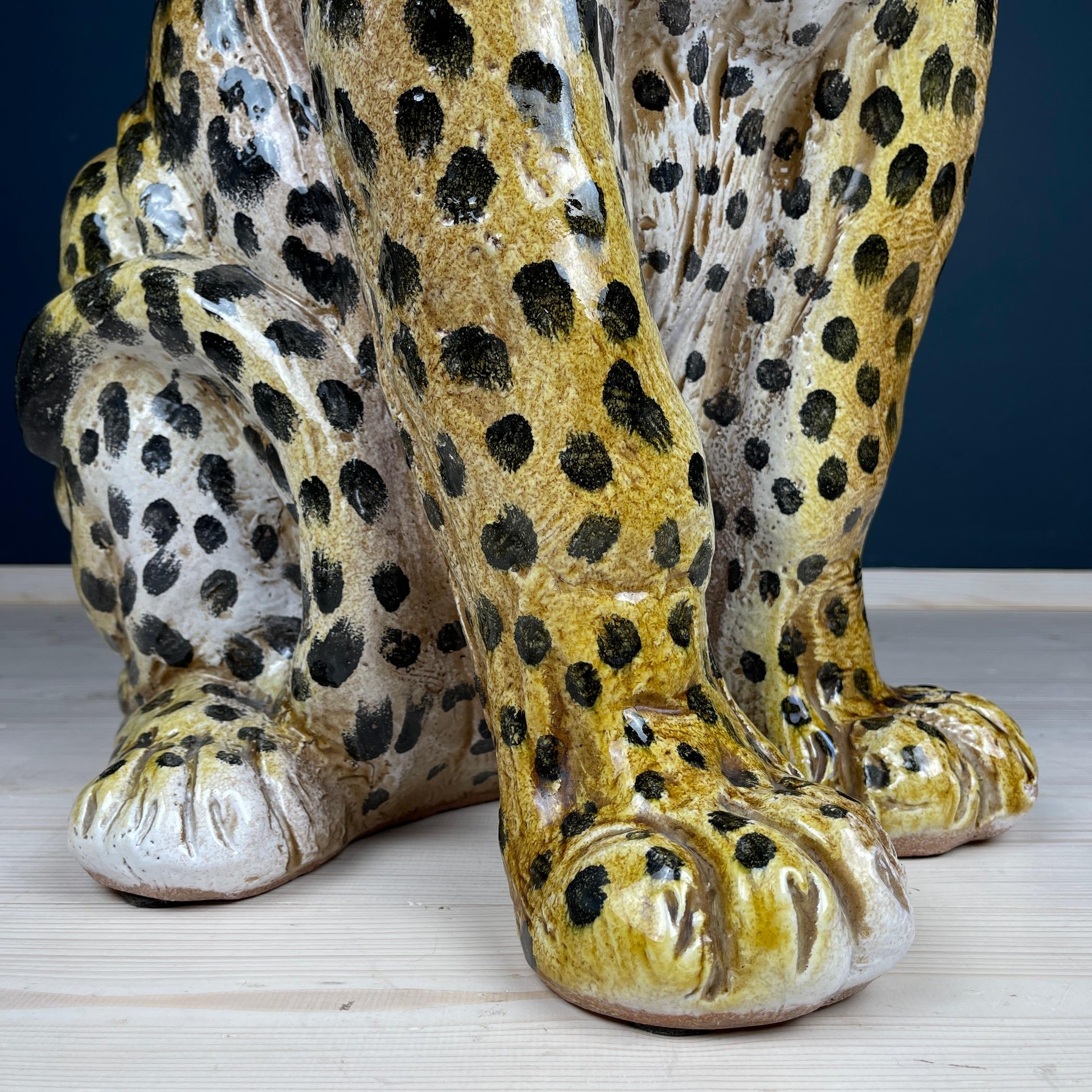 Large ceramic sculpture of Leopard Italy 1960s  For Sale 1
