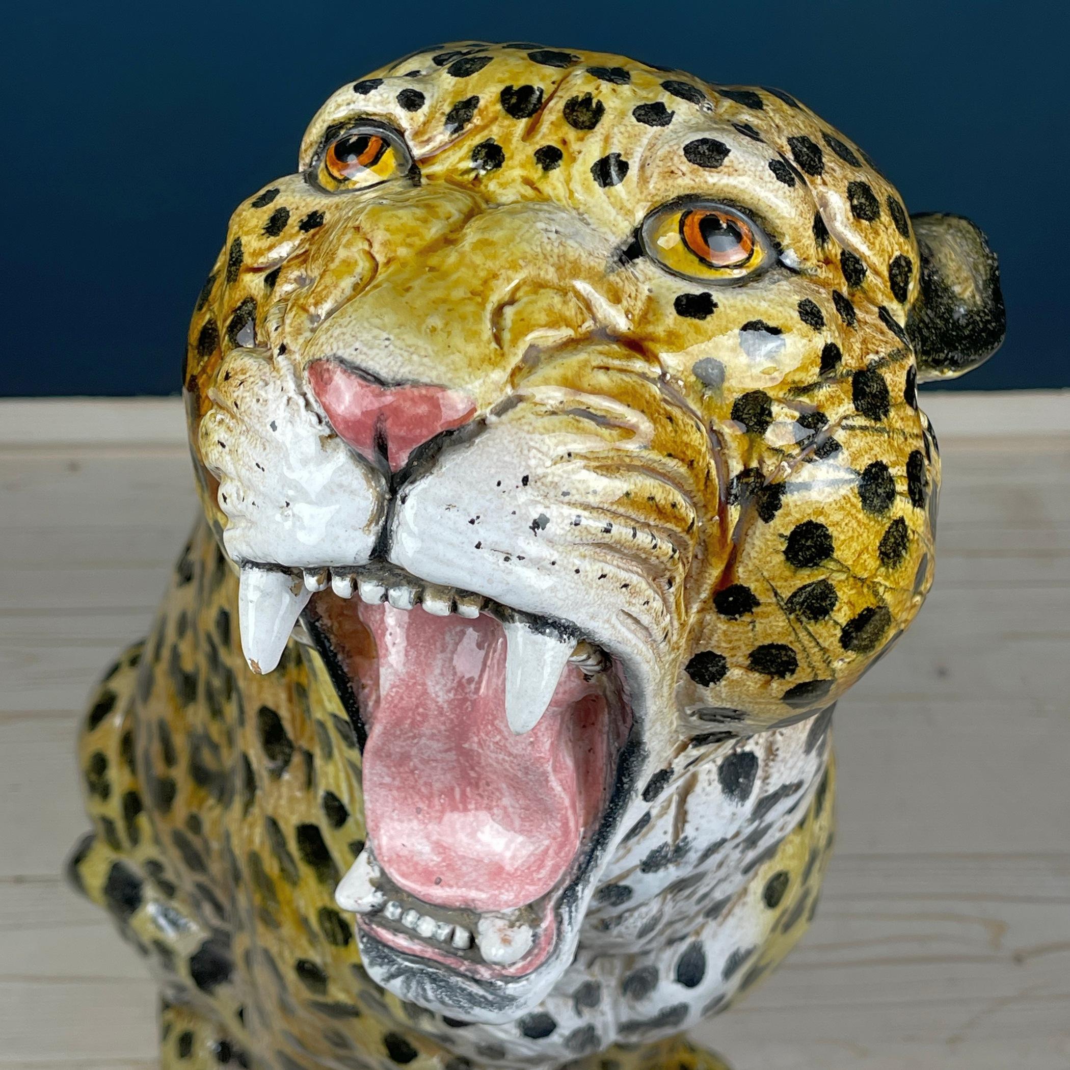 Large ceramic sculpture of Leopard Italy 1960s  For Sale 2