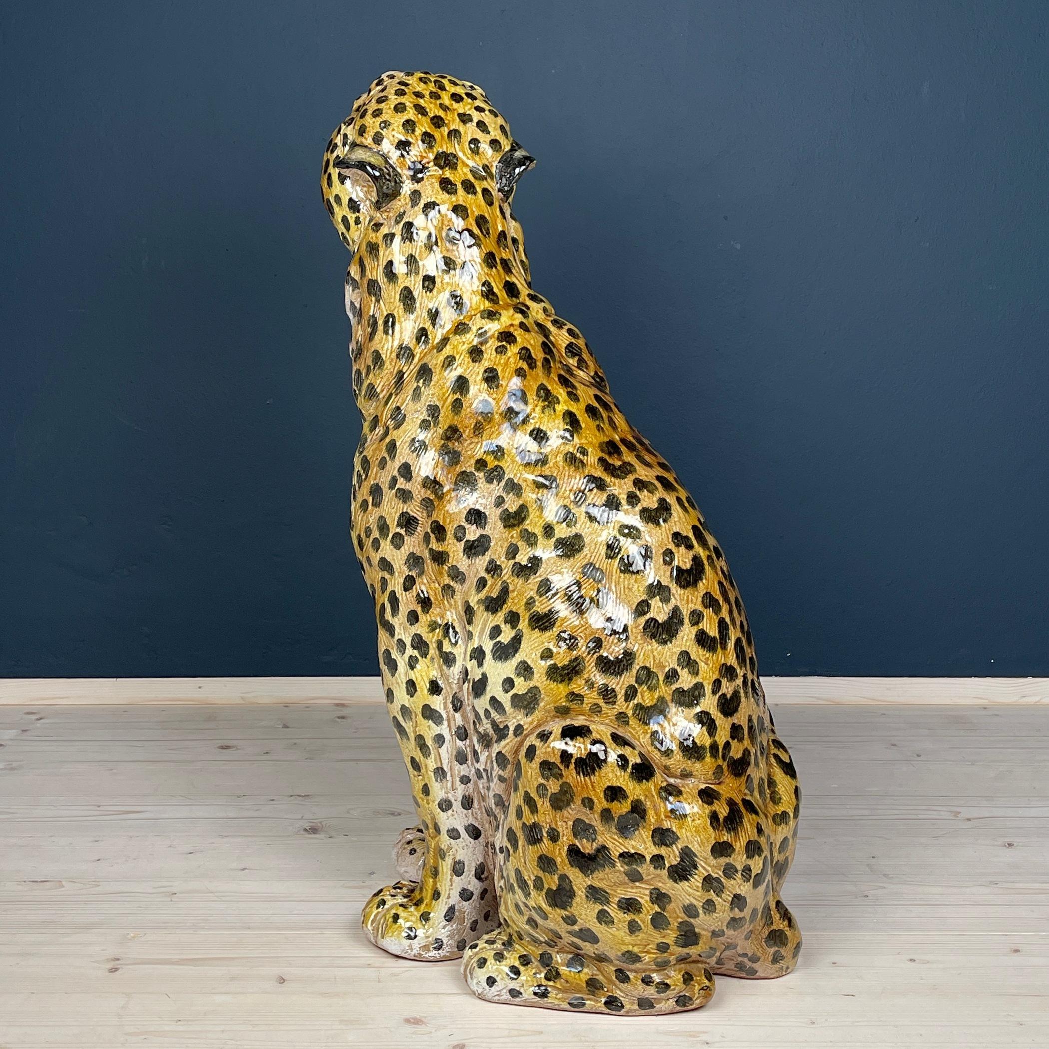 Large ceramic sculpture of Leopard Italy 1960s  For Sale 4