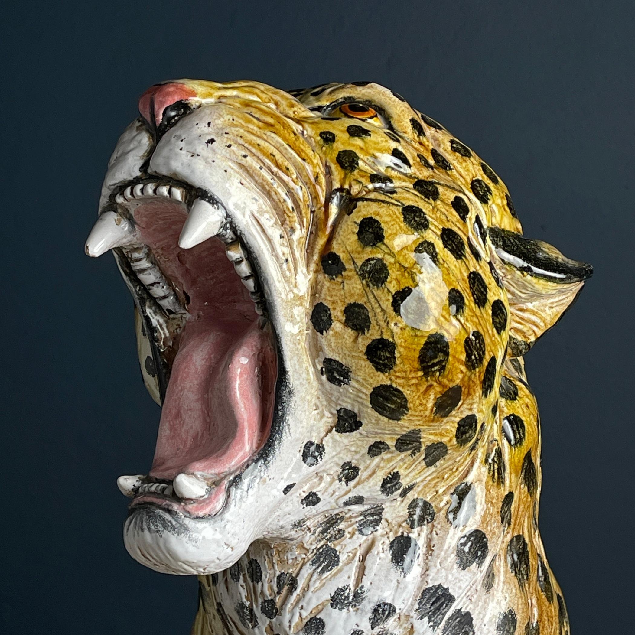 20th Century Large ceramic sculpture of Leopard Italy 1960s  For Sale