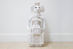 Large Ceramic Sculpture of Woman and Child in the Style of Bjorn Wiinblad