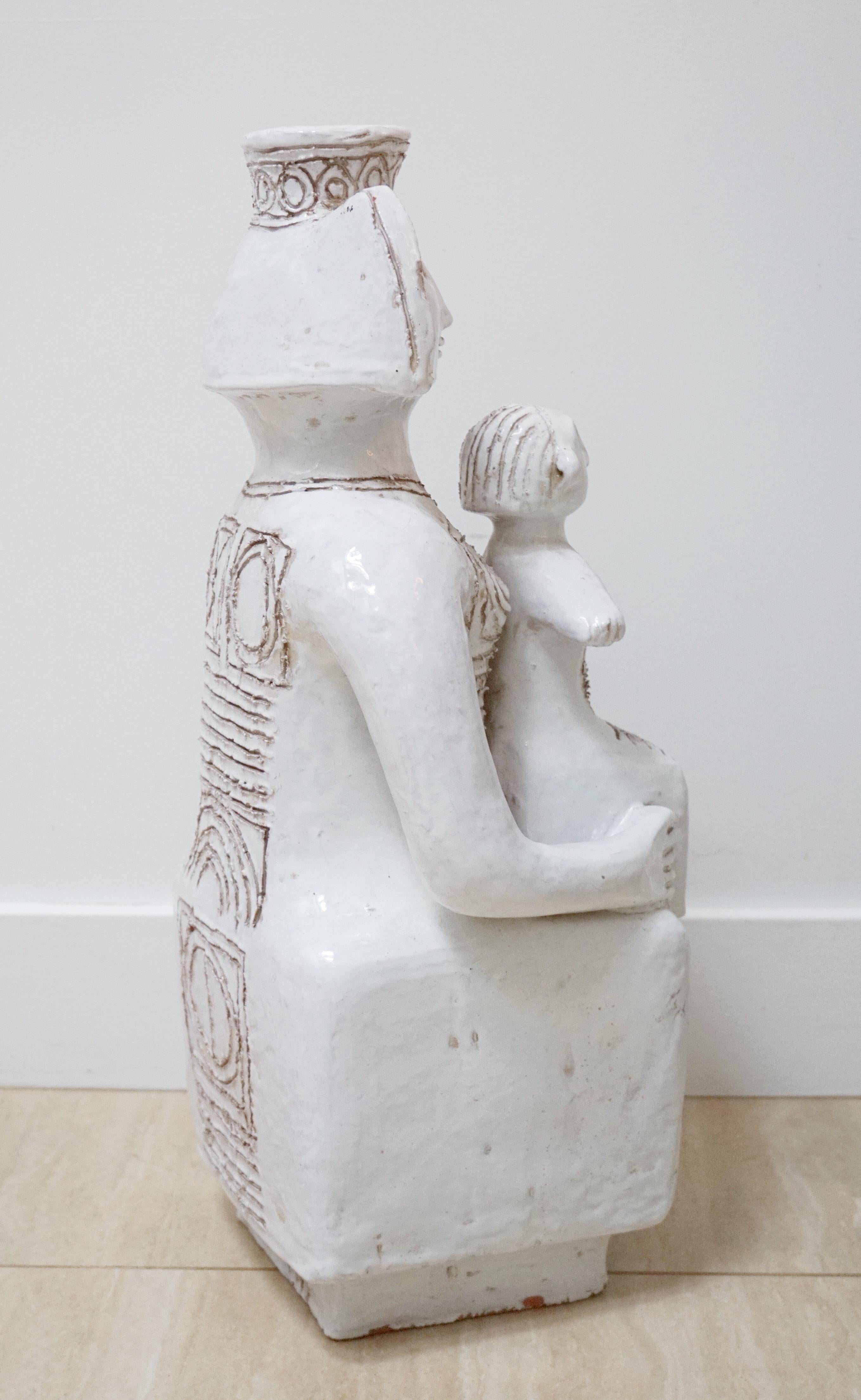 Mid-20th Century Large Ceramic Sculpture of Woman and Child in the Style of Bjorn Wiinblad For Sale