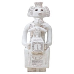 Grande sculpture en céramique d'une femme et d'un enfant dans le style de Bjorn Wiinblad