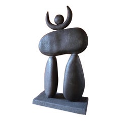 Large Ceramic Sculpture "TOTEM Cailloux" One of a Kind by Dominique Pouchain