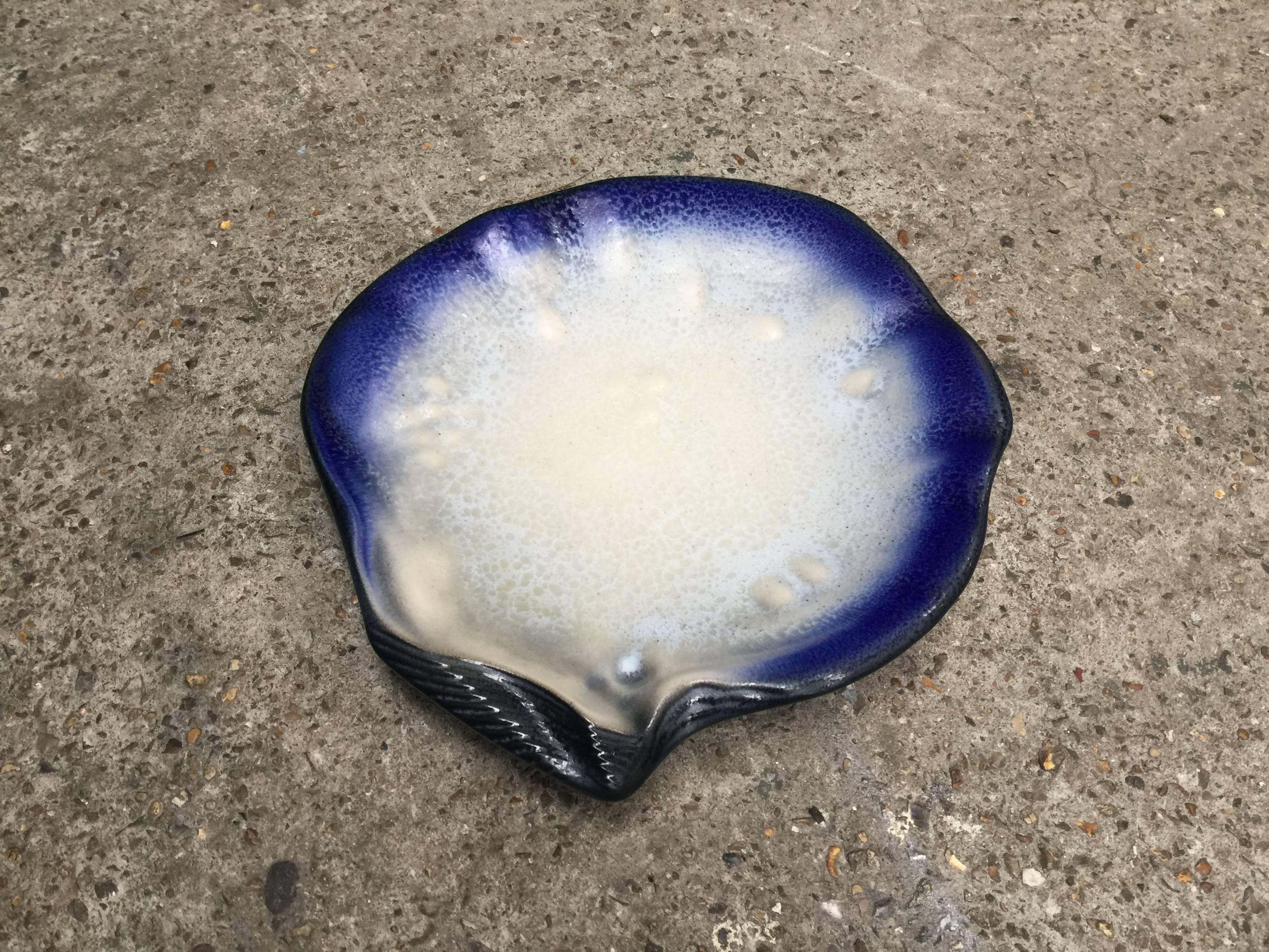 European Large Ceramic Shell Bowl by Pol Chambost, circa 1950