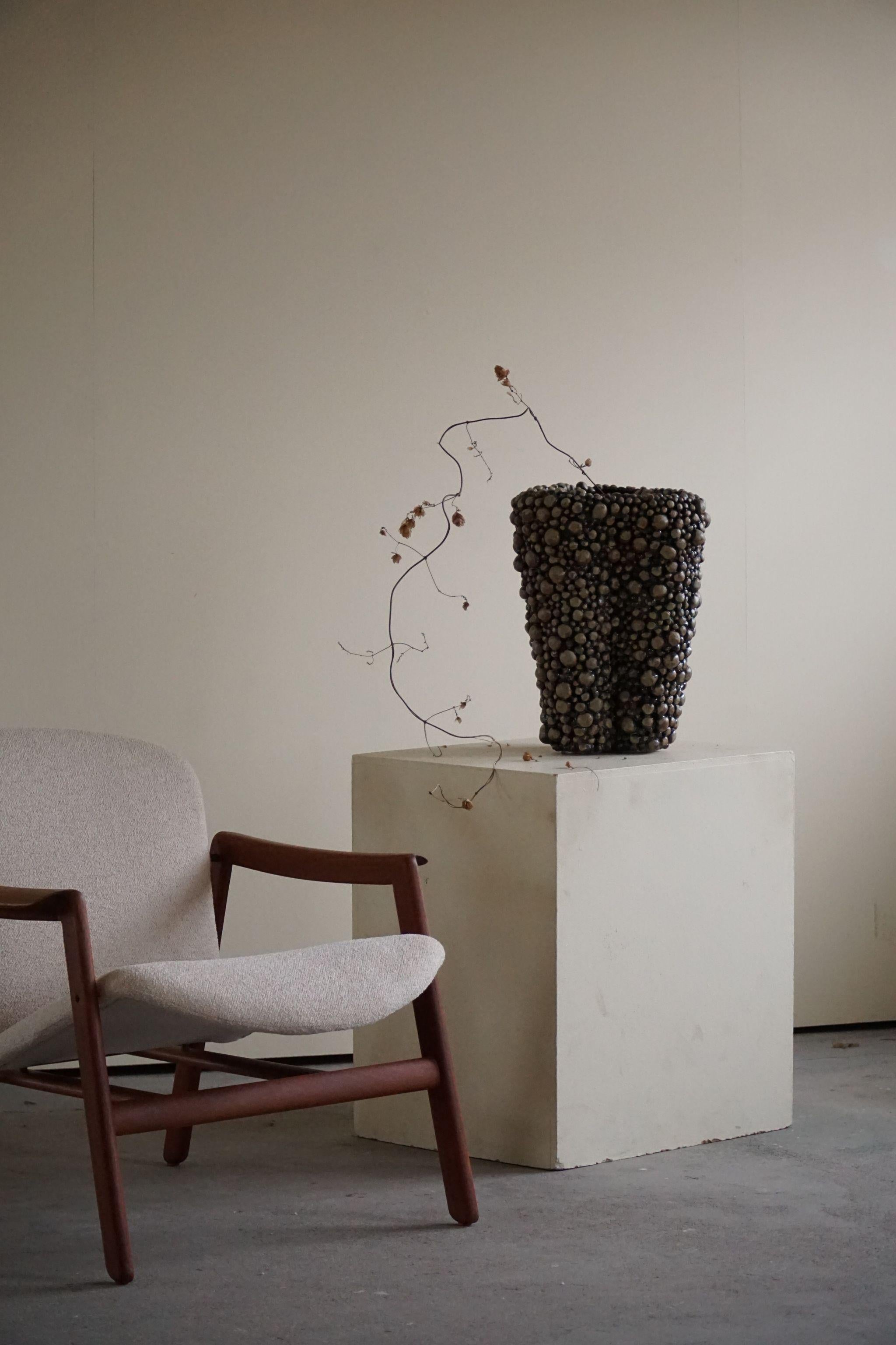 Scandinavian Modern Large Ceramic, Stoneware Vase by Danish Artist Ole Victor, 2021