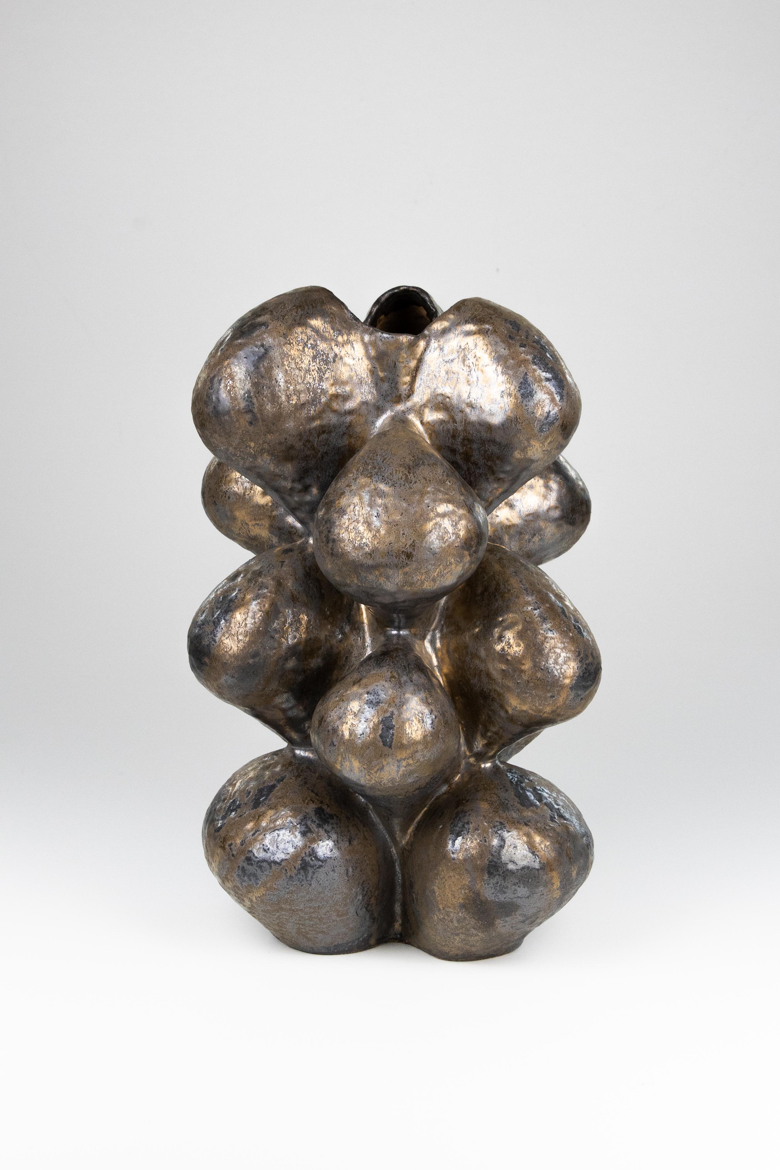 Contemporary Large Ceramic, Stoneware Vase in Bronze Glaze by Danish Artist Ole Victor, 2020 For Sale
