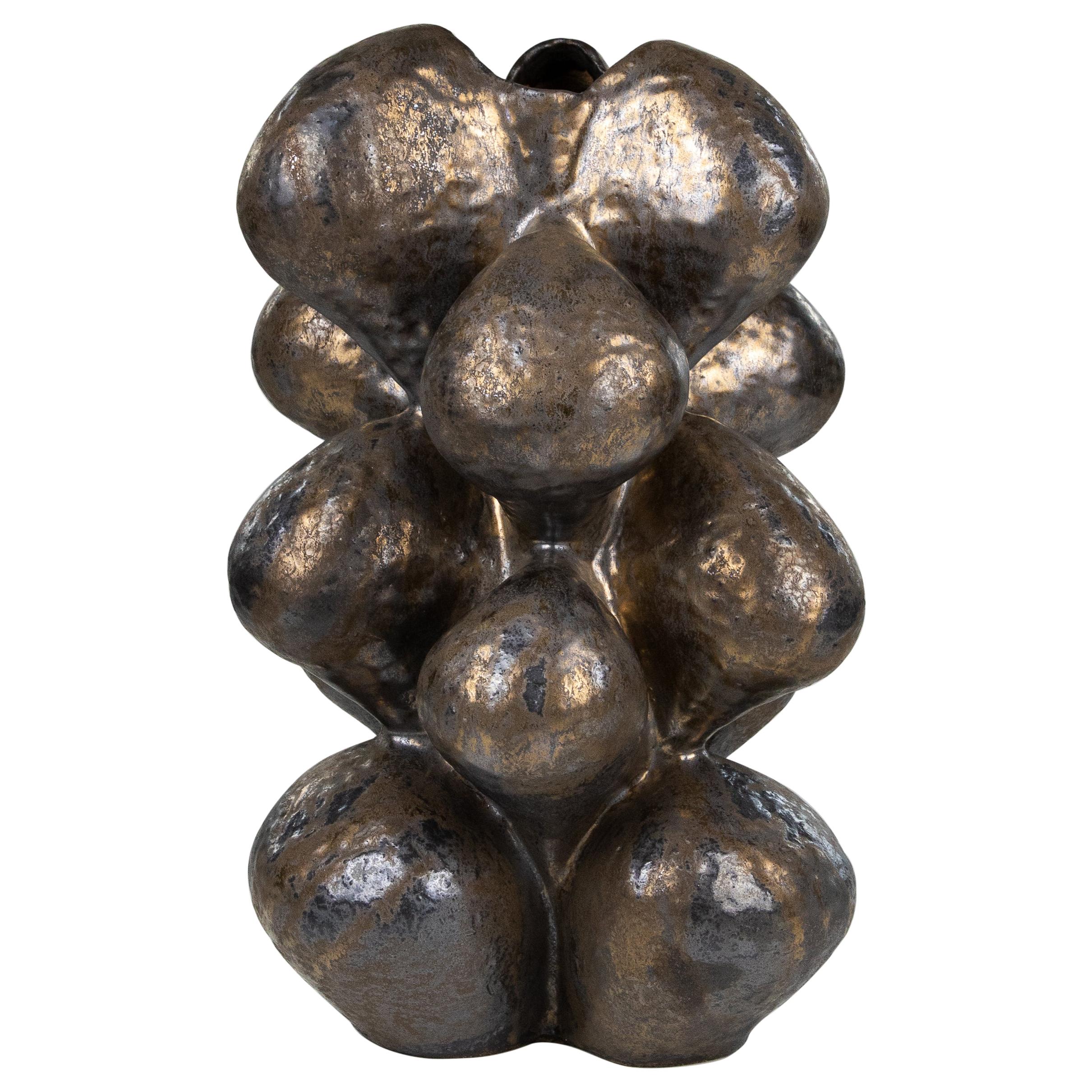 Large Ceramic, Stoneware Vase in Bronze Glaze by Danish Artist Ole Victor, 2020