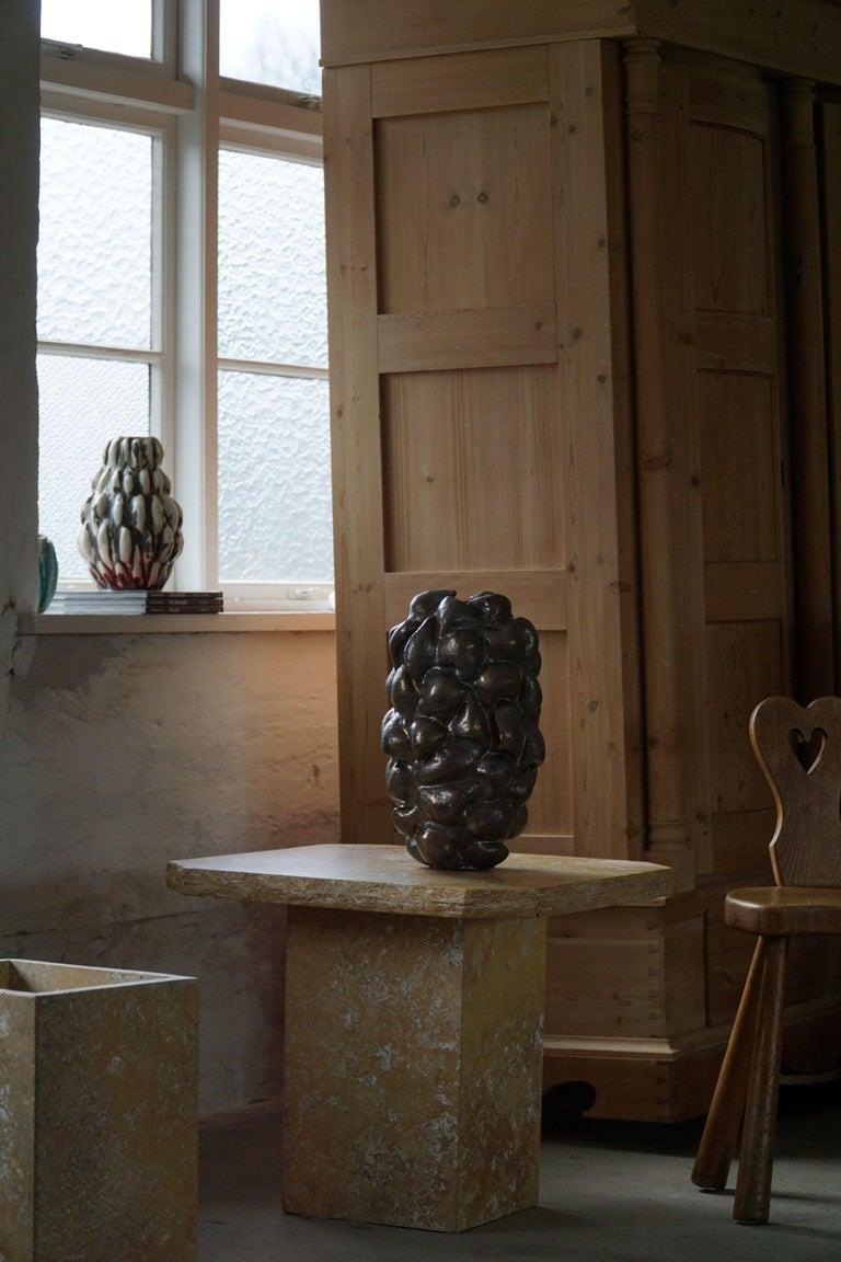 Scandinavian Modern Large Ceramic, Stoneware Vase in Bronze Glaze by Danish Artist Ole Victor, 2021
