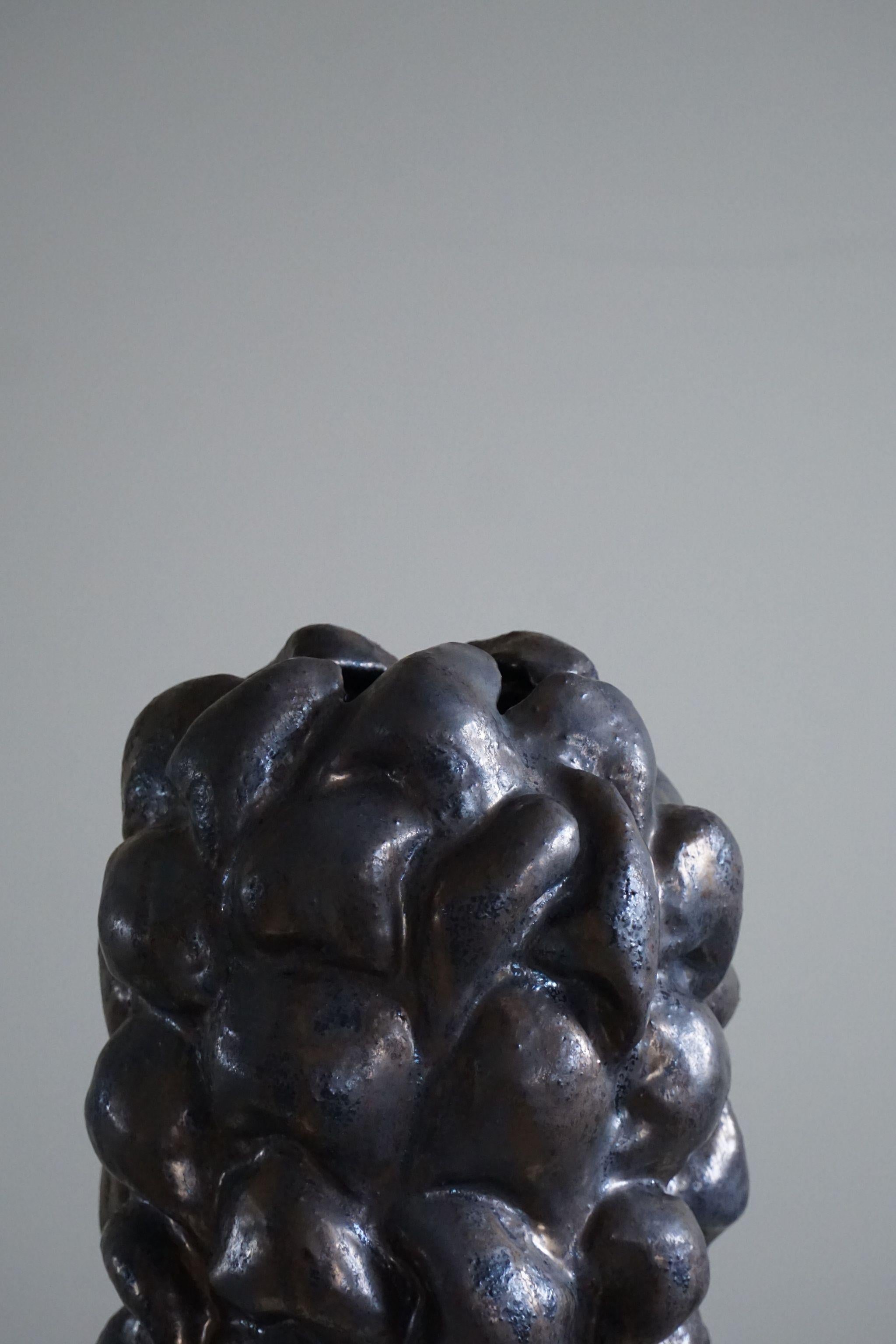 Contemporary Large Ceramic, Stoneware Vase in Bronze Glaze by Danish Artist Ole Victor, 2021