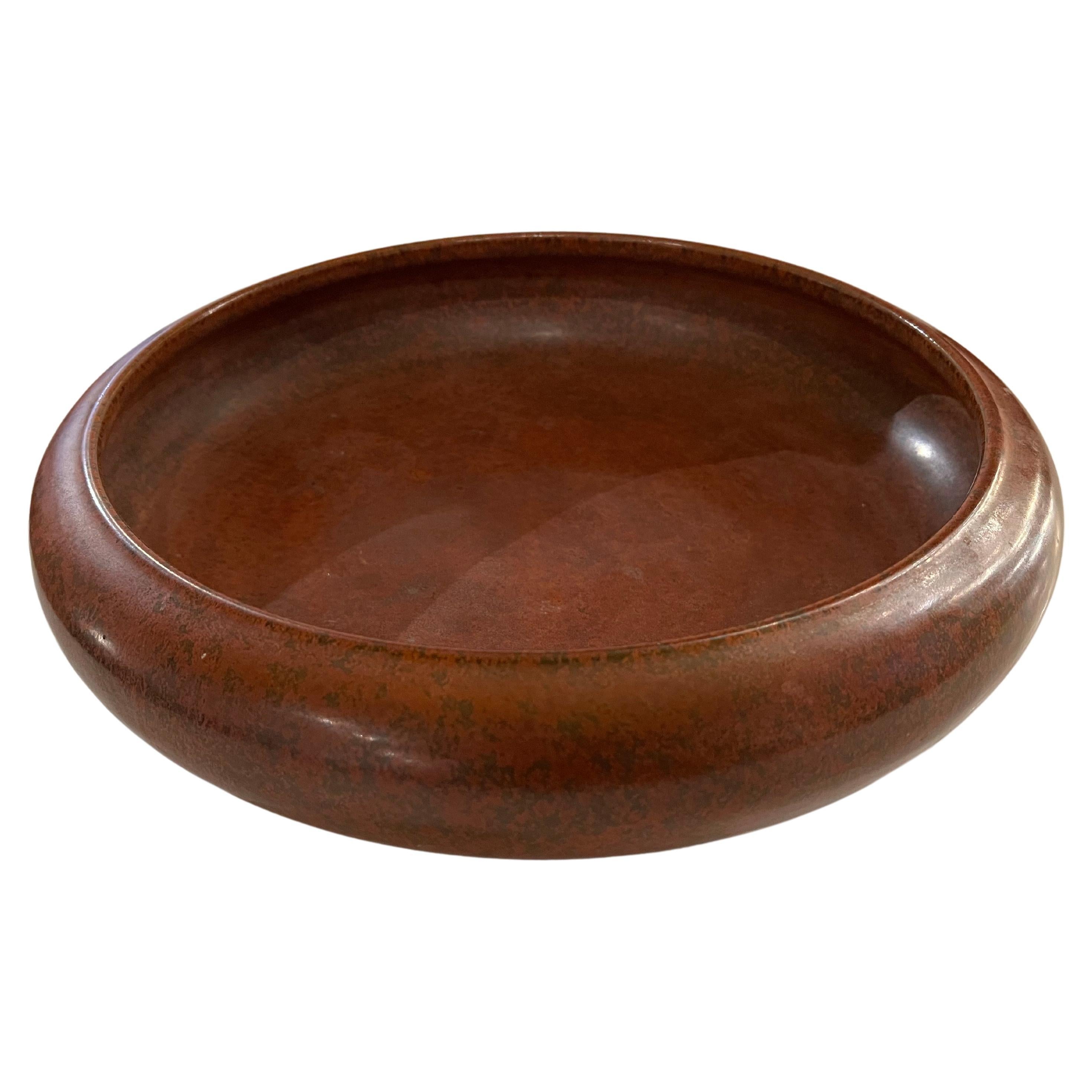 Mid-Century Modern Large Ceramic Studio Pottery Glazed Bowl Planter Centerpiece For Sale