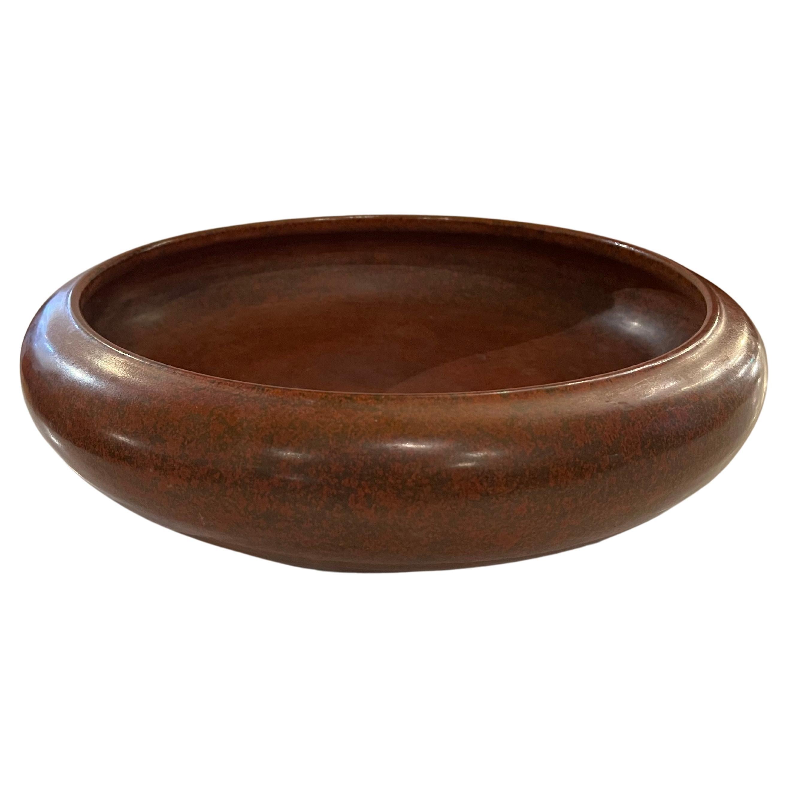 Large Ceramic Studio Pottery Glazed Bowl Planter Centerpiece For Sale