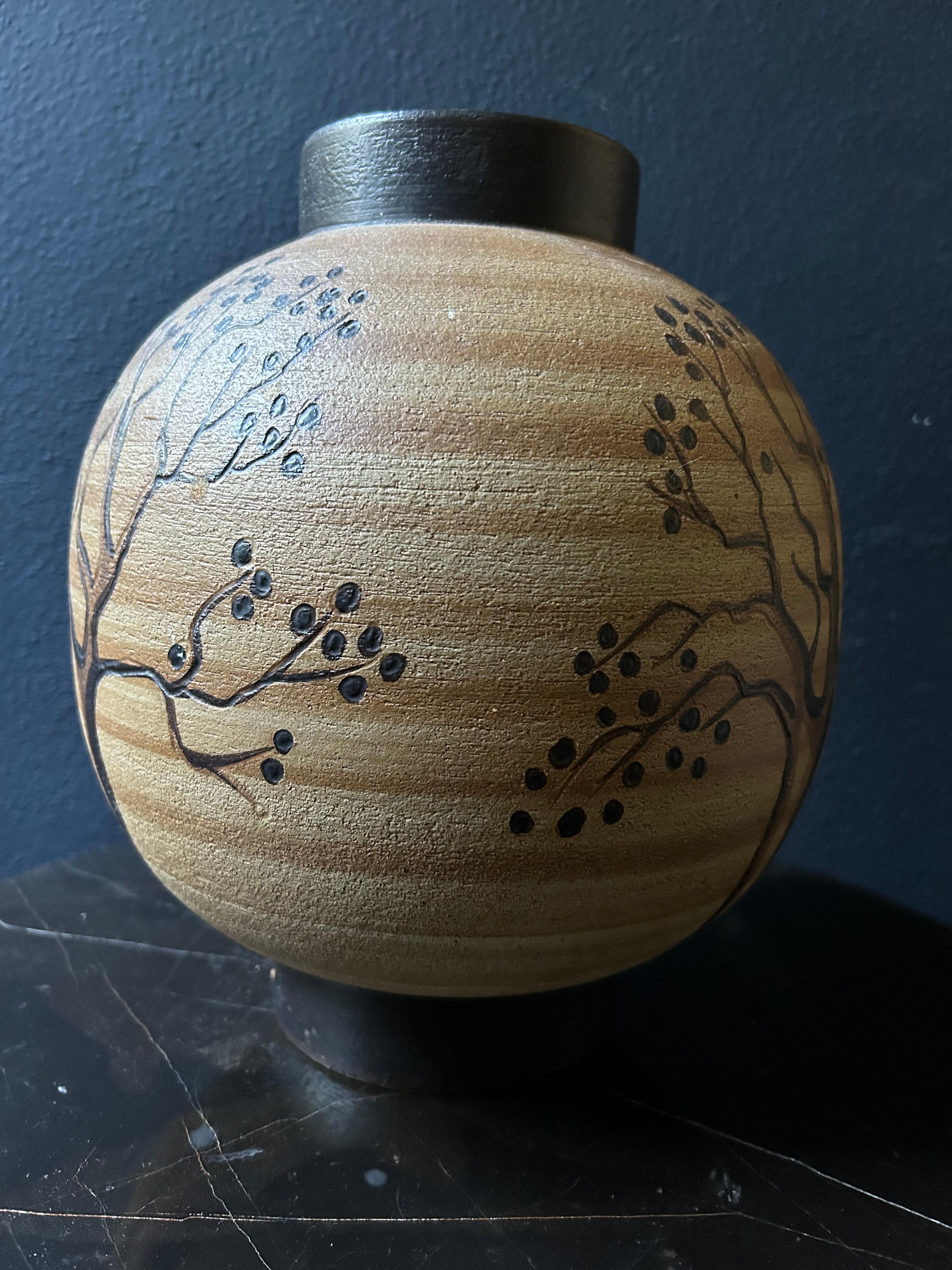 Vaso grande da studio in ceramica di Sgrafo Modern, Germania, anni '60, metà del secolo scorso In condizioni buone in vendita a Cork, IE