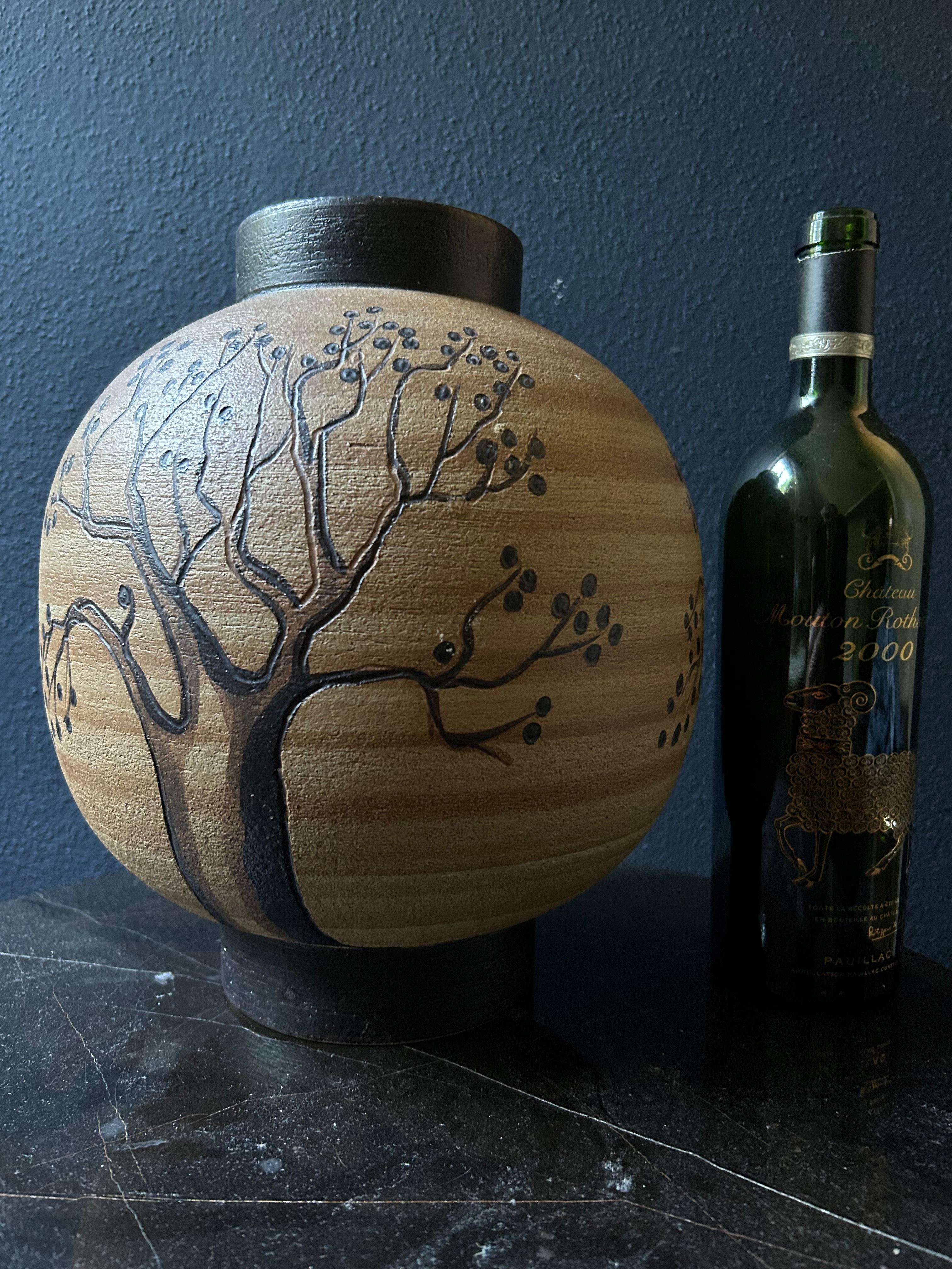Metà XX secolo Vaso grande da studio in ceramica di Sgrafo Modern, Germania, anni '60, metà del secolo scorso in vendita