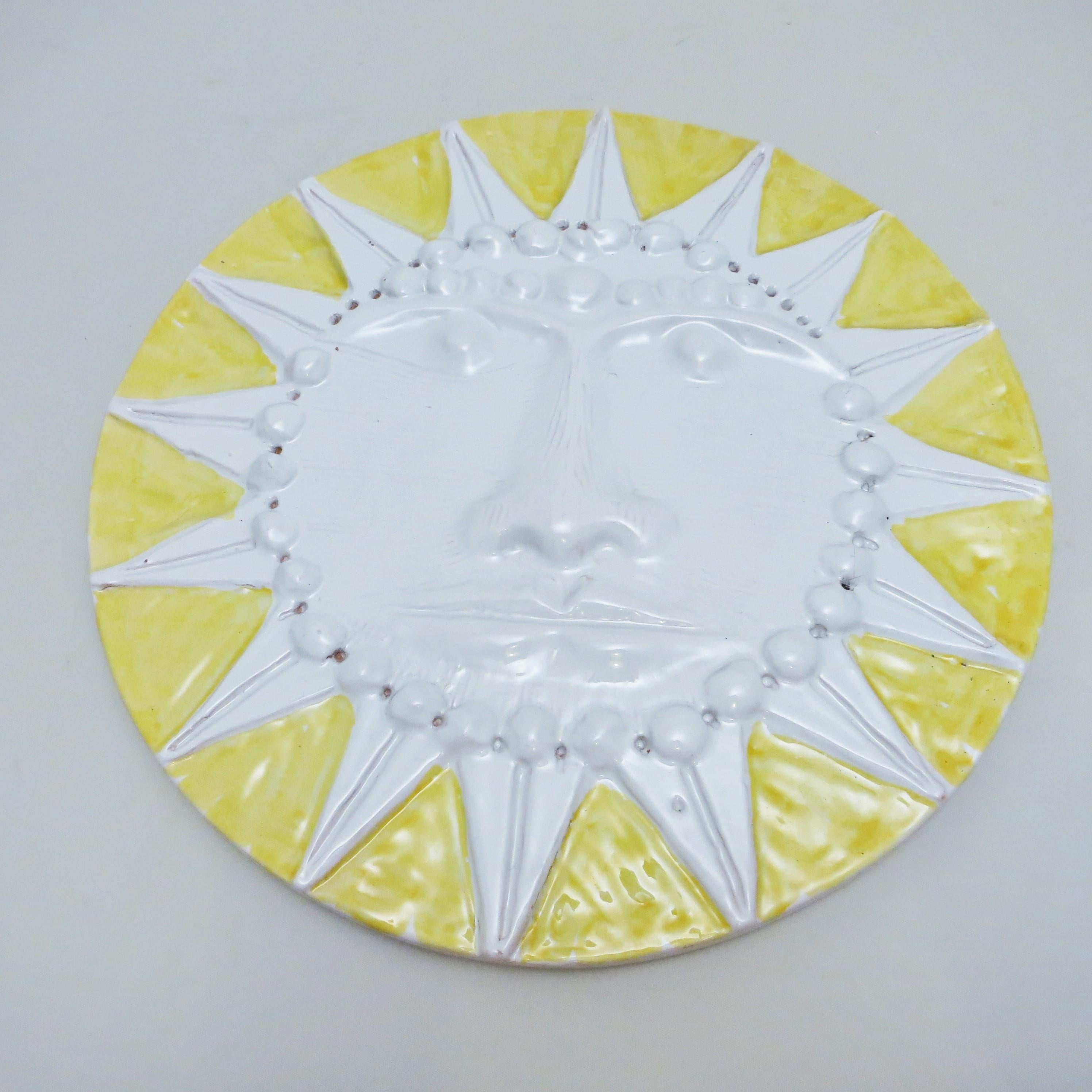 Mid-Century Modern Large Ceramic Sun by Enzio Bioli l Picchio