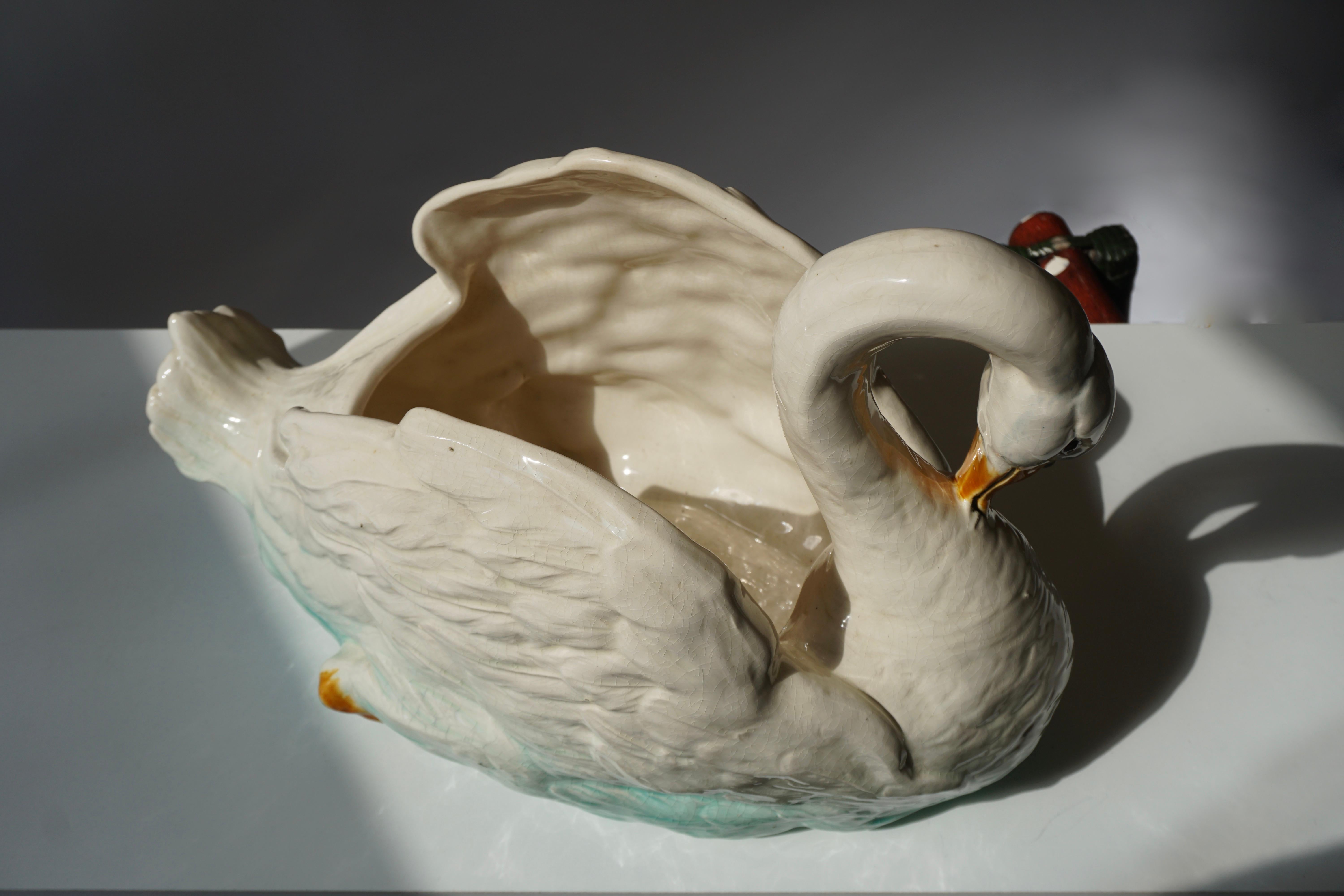 Large Ceramic Swan Planter Jardinière 5