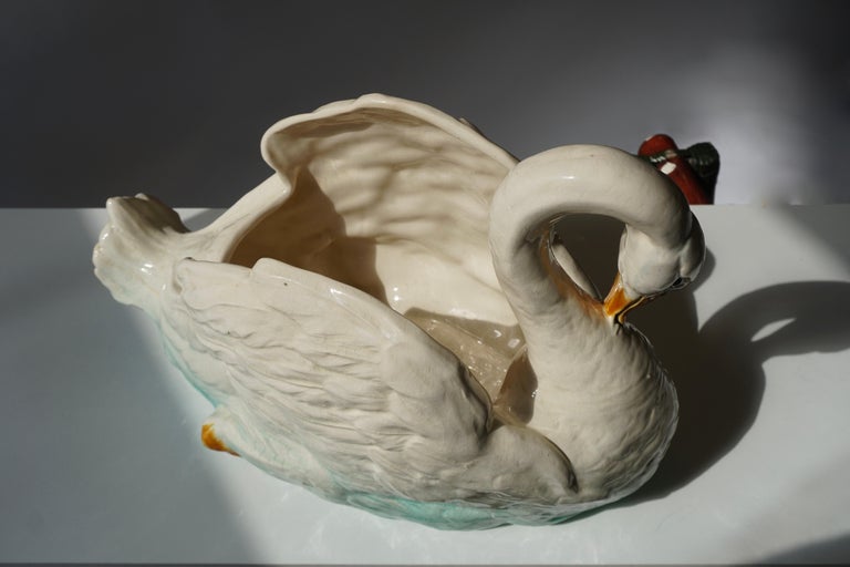 Large Ceramic Swan Planter Jardinière For Sale 8
