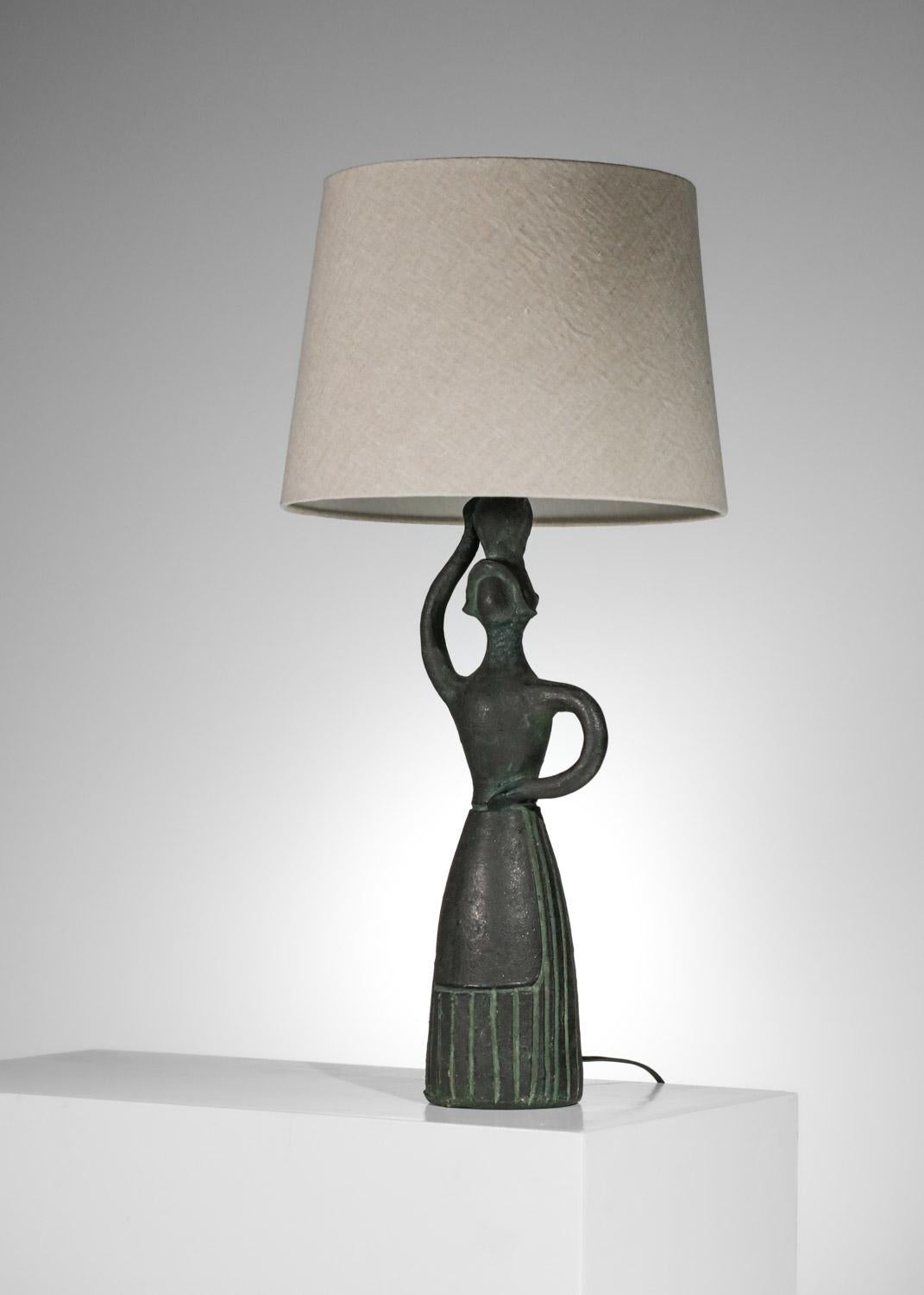 Large ceramic table lamp attributed to accolay 60s - G633 1