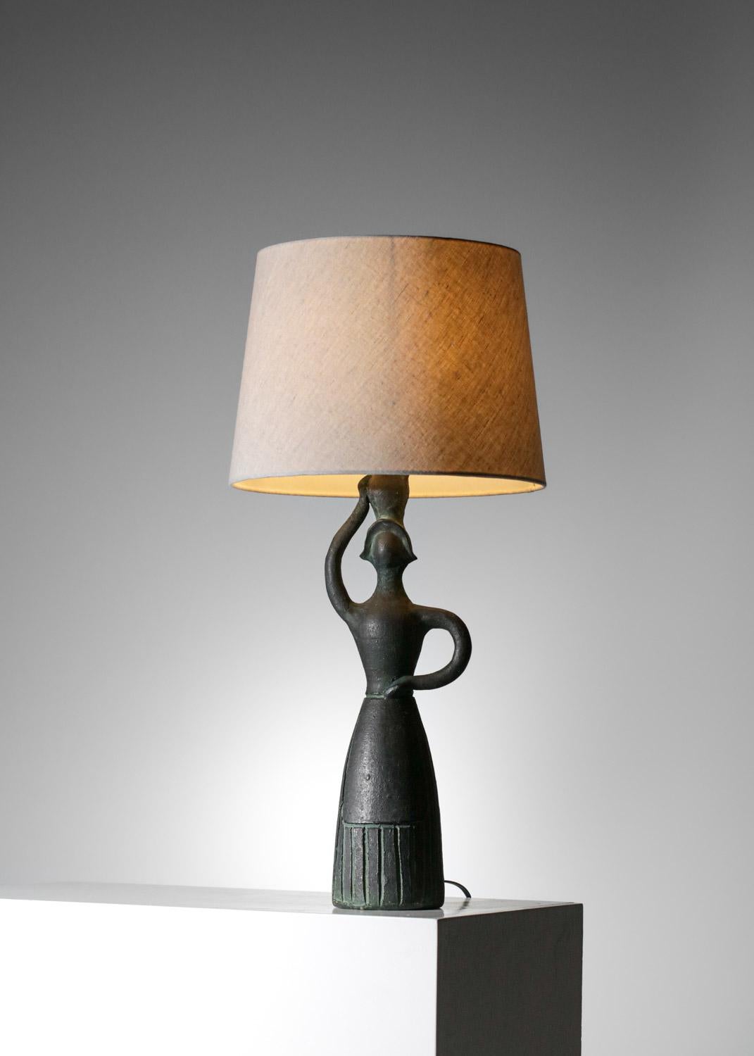 Mid-Century Modern Large ceramic table lamp attributed to accolay 60s - G633