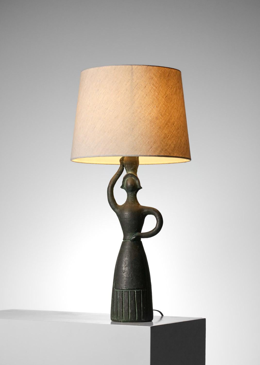 Mid-20th Century Large ceramic table lamp attributed to accolay 60s - G633