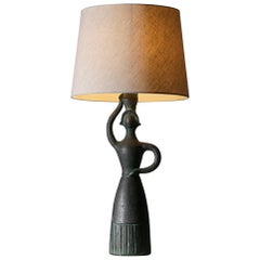Large ceramic table lamp attributed to accolay 60s - G633