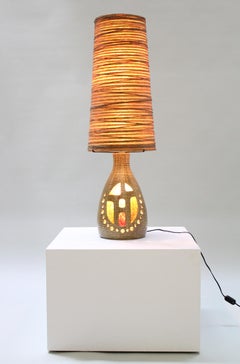 Large Ceramic Table Lamp by Accolay, France, 1960's