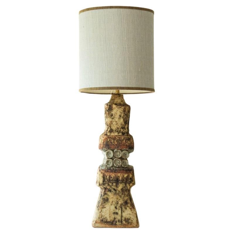 Große Keramik-Tischlampe von B. Rooke, Neuer Lampenschirm von R. Houben, 1970