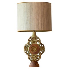 Large Ceramic Table Lamp by B. Rooke, New Oval Lampshade by R. Houben, 1970