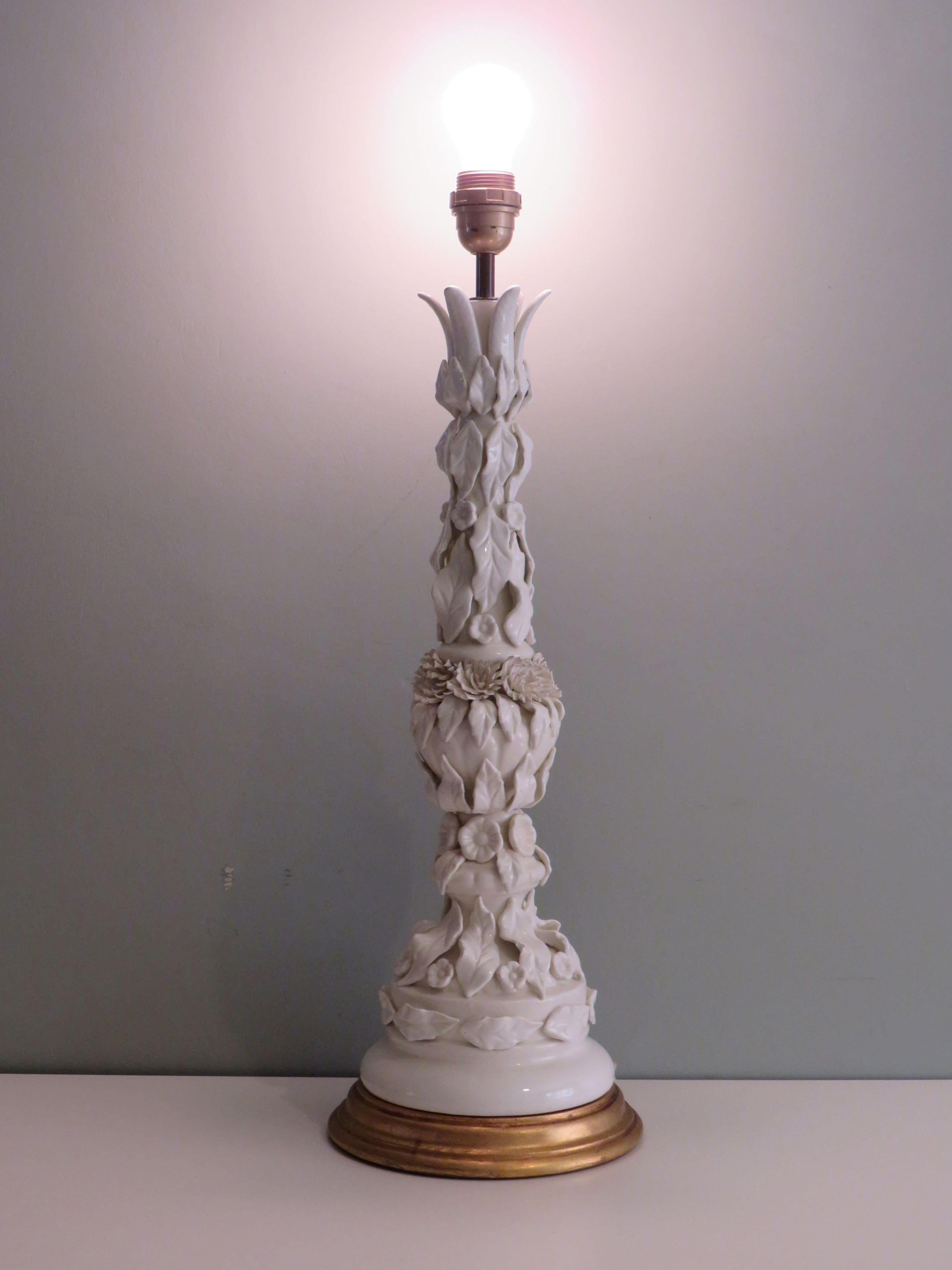 Hollywood Regency Large ceramic table lamp by Bondia Manises Spain 1950-160 