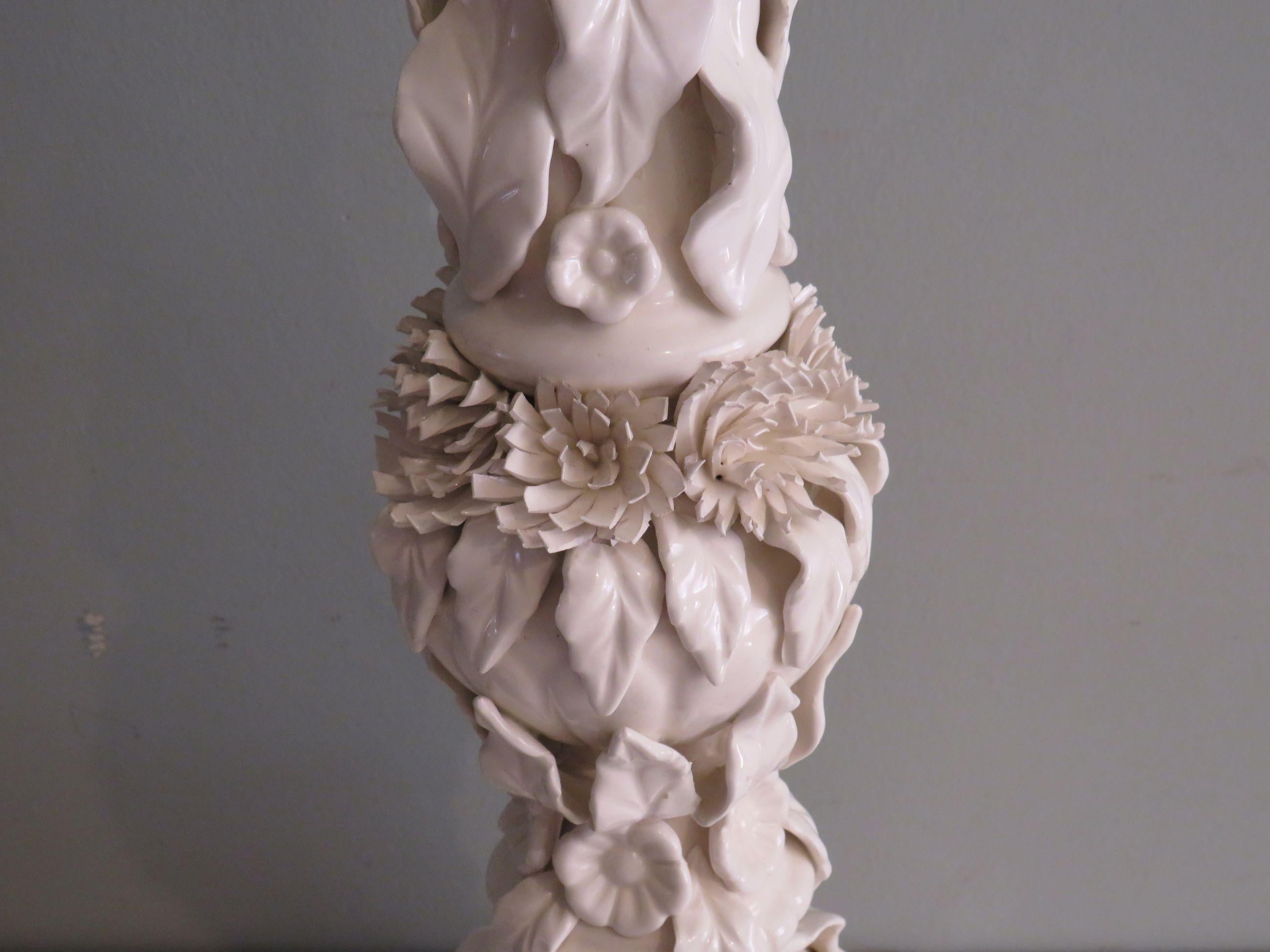 Gilt Large ceramic table lamp by Bondia Manises Spain 1950-160