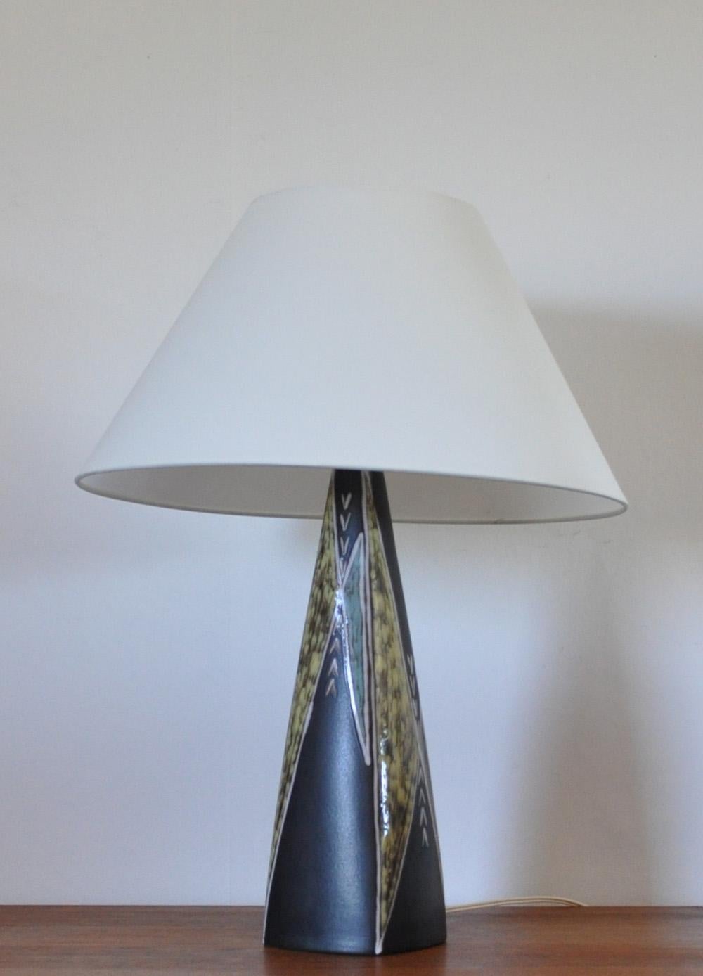 Scandinavian Modern Large Ceramic Table Lamp by Svend Aage Jensen for Søholm, 1950s For Sale