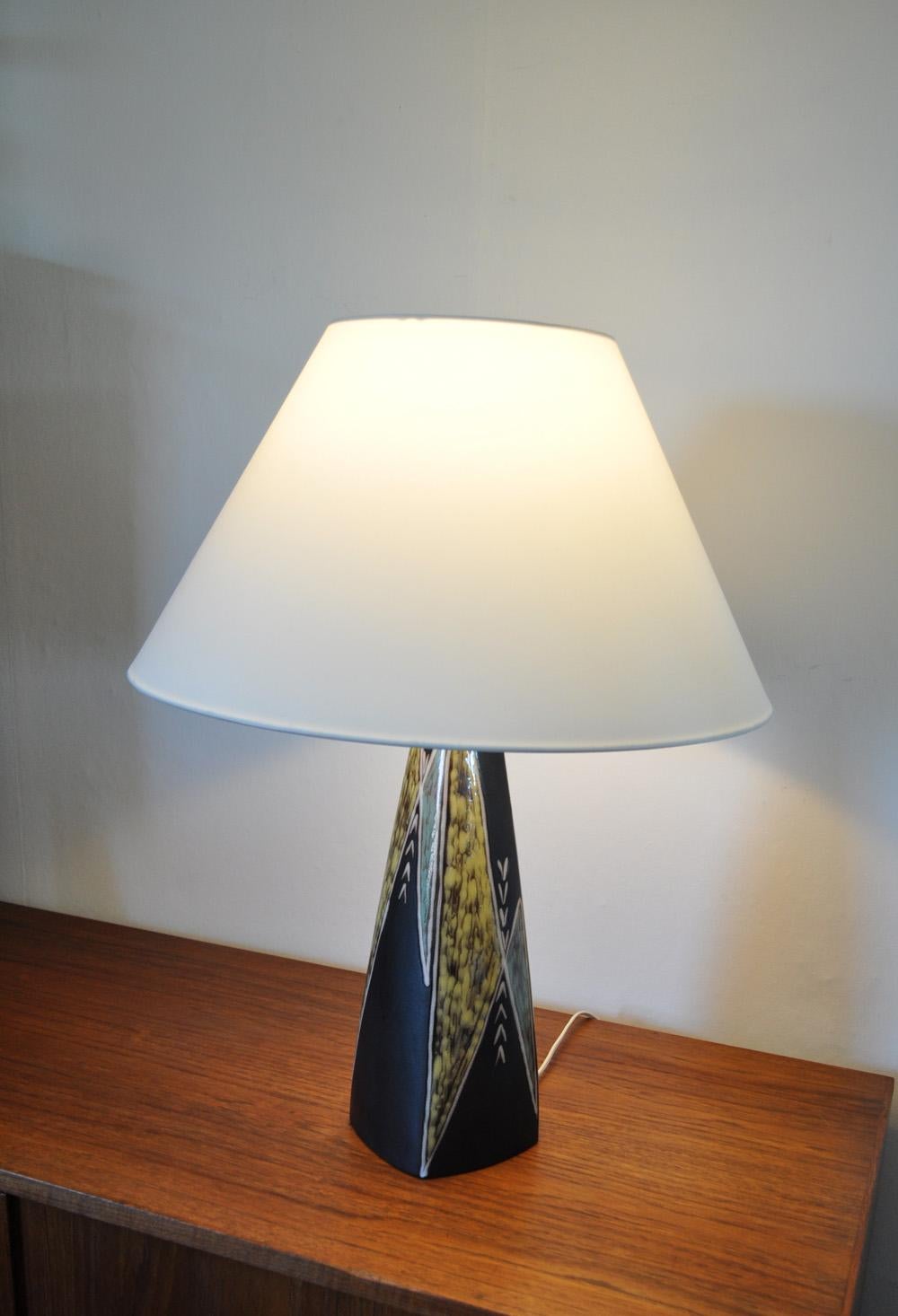 Danish Large Ceramic Table Lamp by Svend Aage Jensen for Søholm, 1950s For Sale