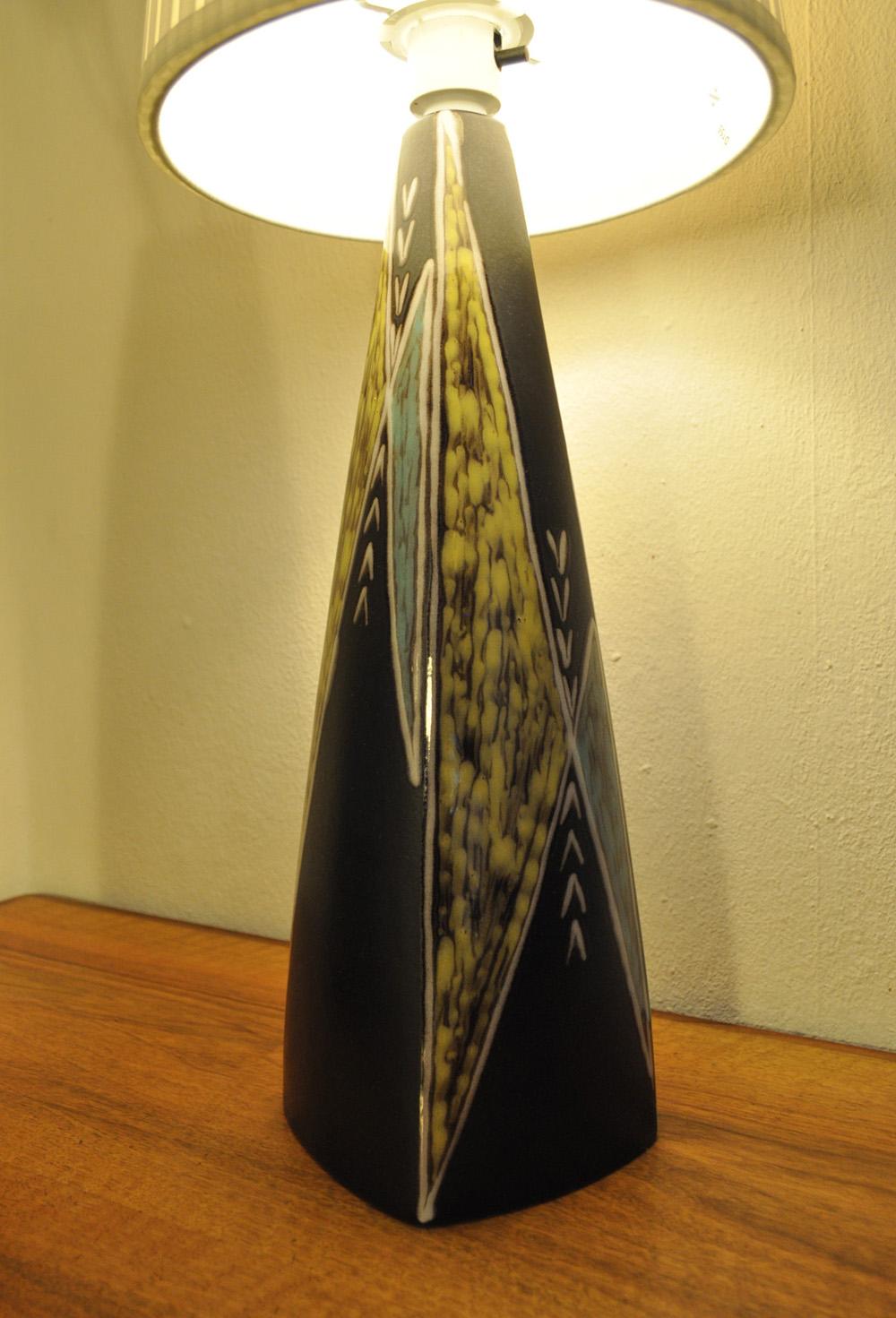 Glazed Large Ceramic Table Lamp by Svend Aage Jensen for Søholm, 1950s For Sale