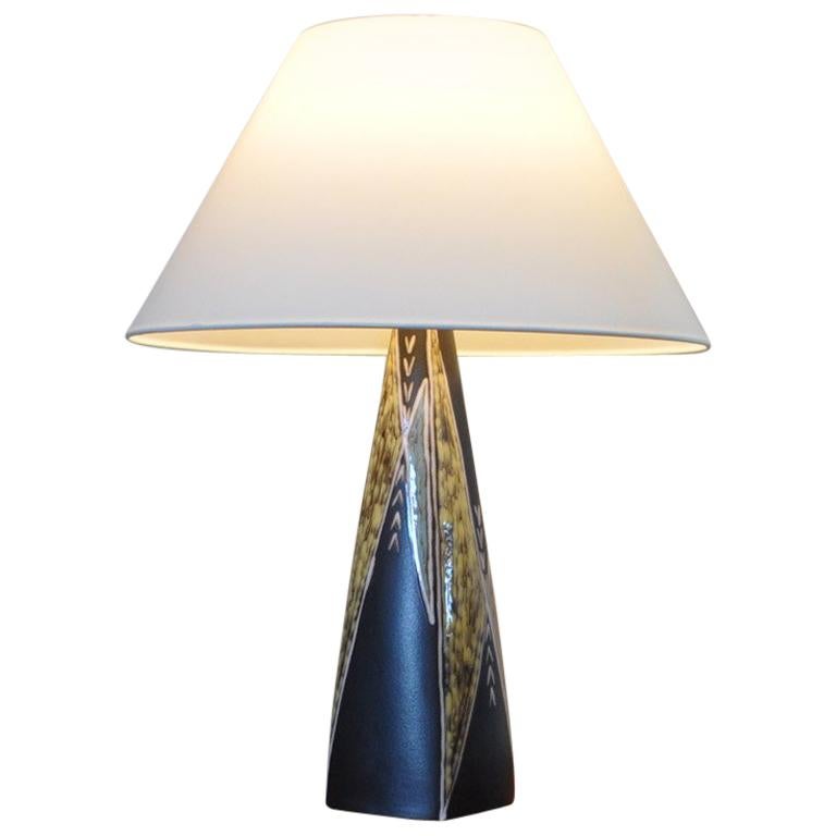 Large Ceramic Table Lamp by Svend Aage Jensen for Søholm, 1950s For Sale