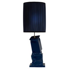 Post-Modern, Cubism, ConsLarge ceramic table lamp in Dark Blue. Made in Italy