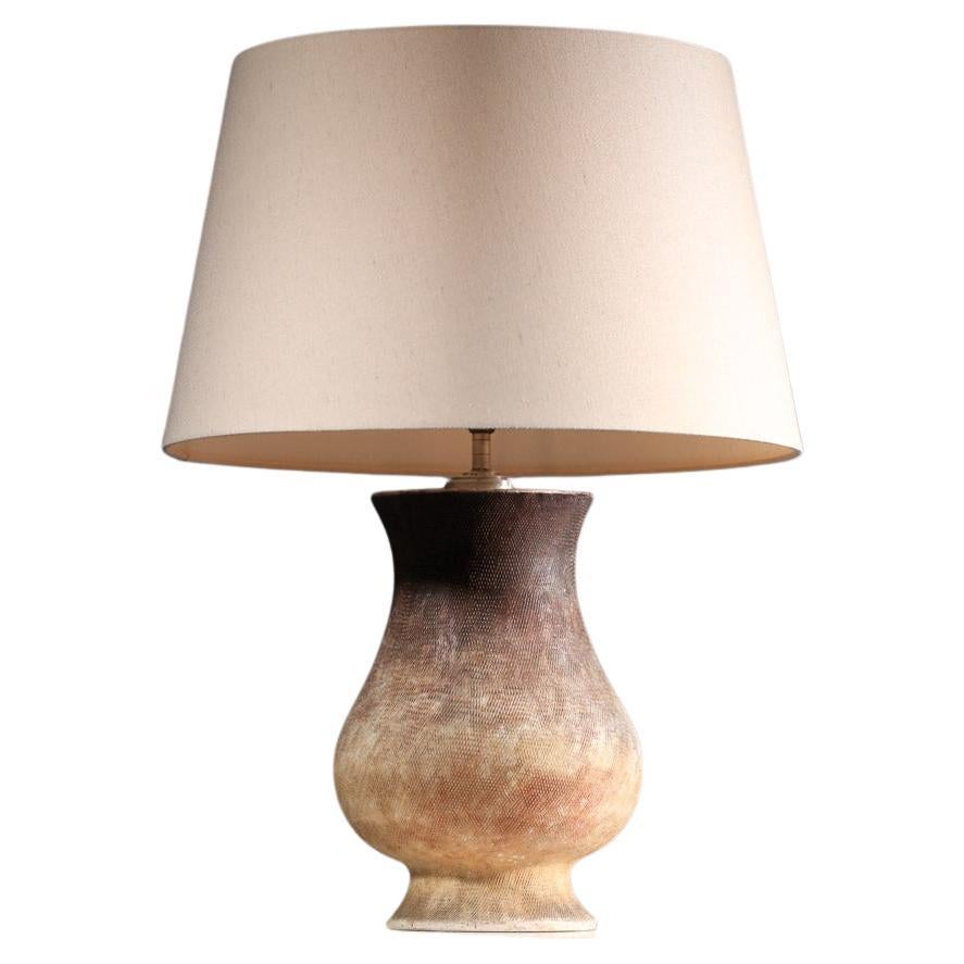 Large ceramic table lamp in the style of Jean Besnard Art Deco signed AM - For Sale