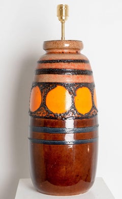 Large Ceramic Table Lamp with Custom Made Lampshade by René Houben