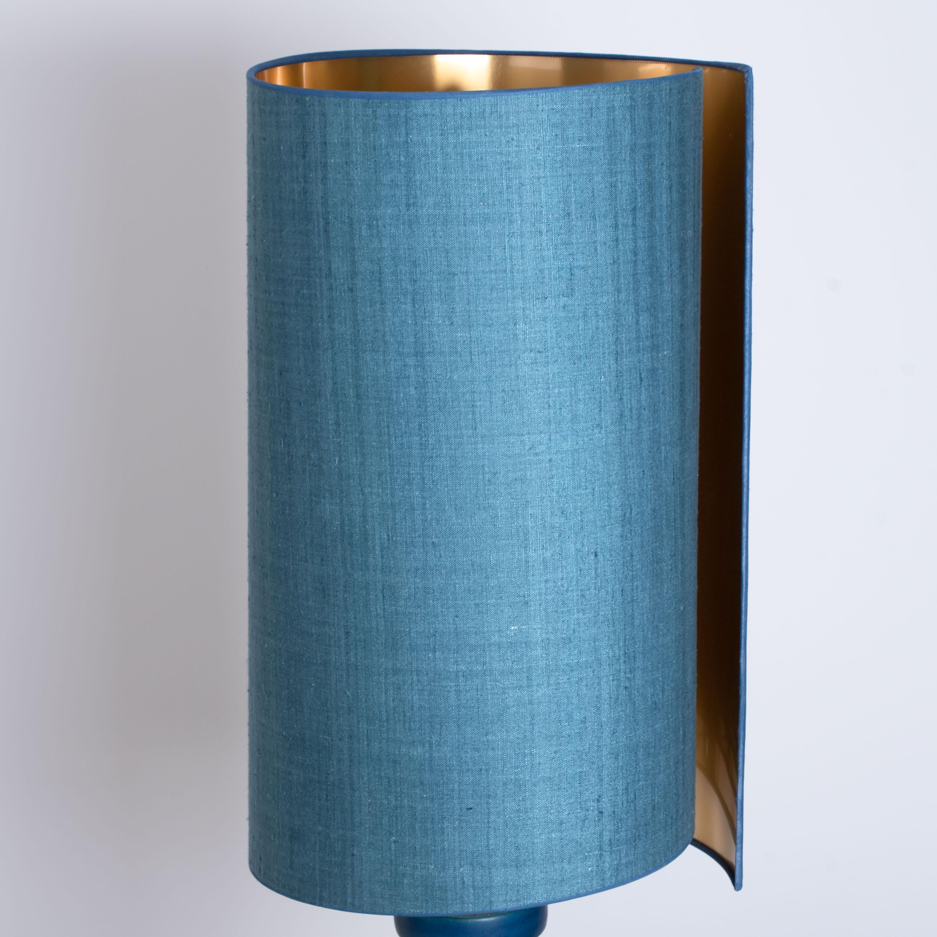 Large Ceramic Table Lamp with New Silk Custom Made Lampshade René Houben, 1960s For Sale 3