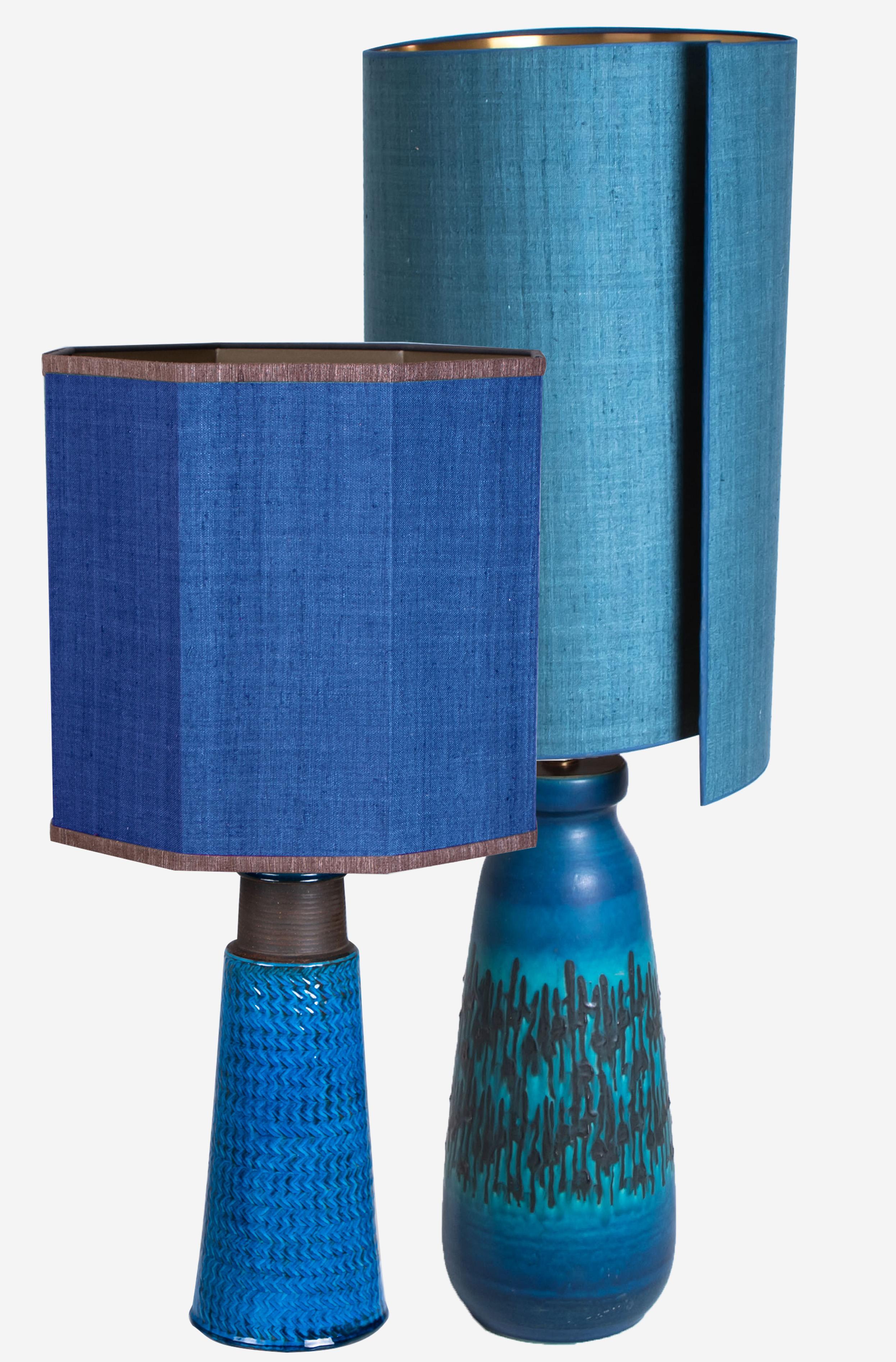 Grande lampe de table en céramique avec abat-jour en soie neuve fait sur mesure René Houben, années 1960 en vente 2