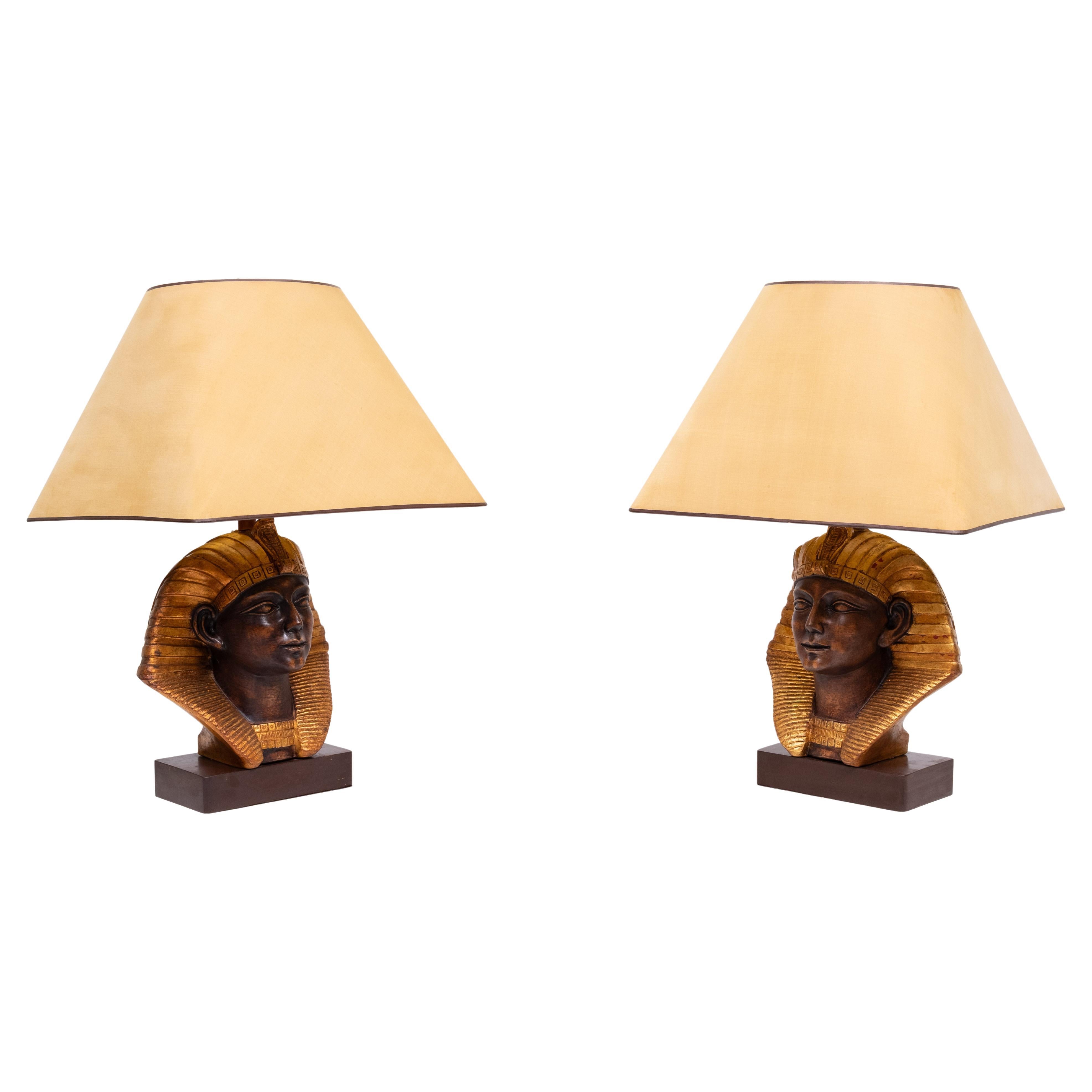 Großer keramischer Toetanchamon  Tischlampen 1970er Jahre (Moderne der Mitte des Jahrhunderts) im Angebot