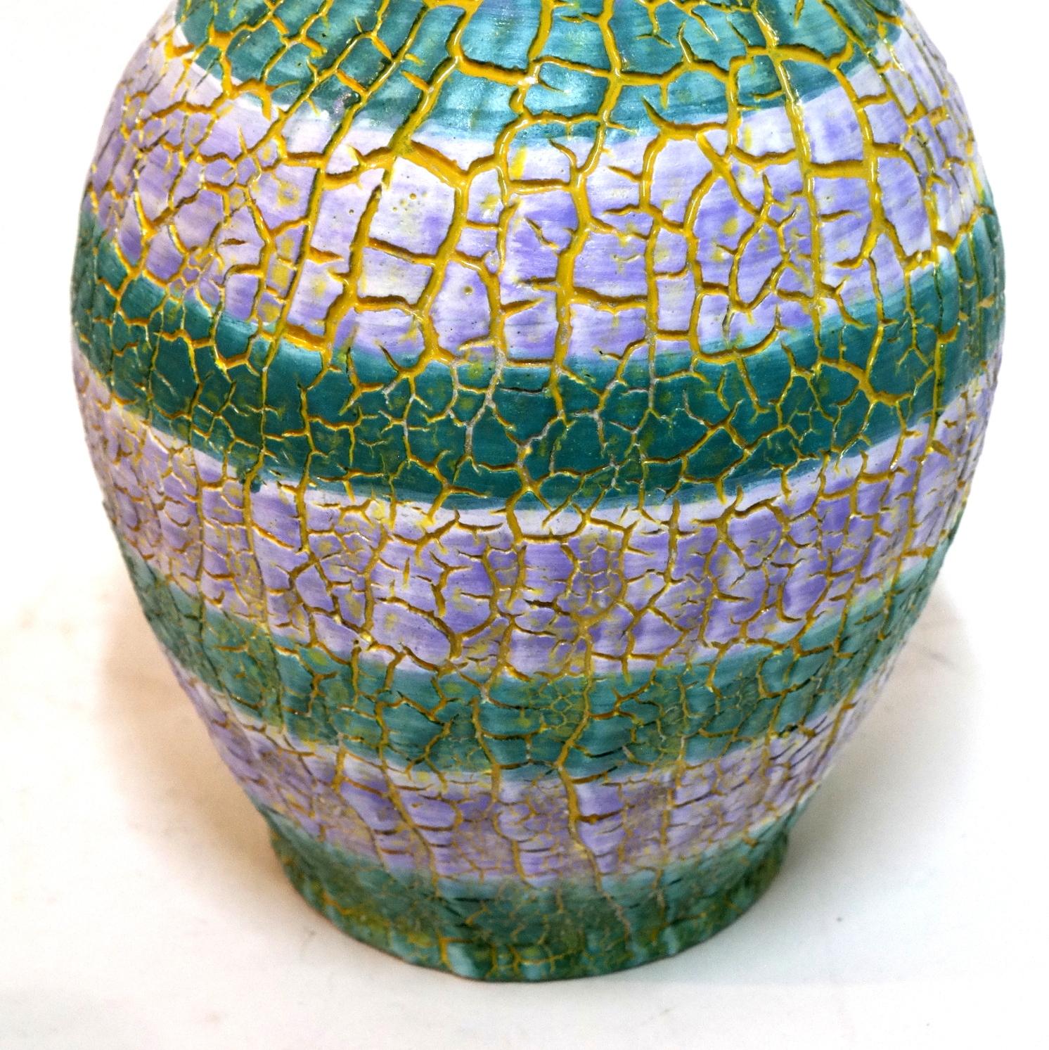 Mid-Century Modern Colourful Shrink Glazed Ceramic Vase, 1970s