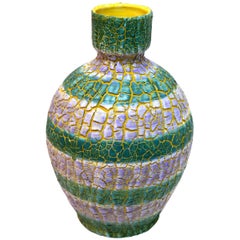 Colourful Shrink Glazed Ceramic Vase, 1970s