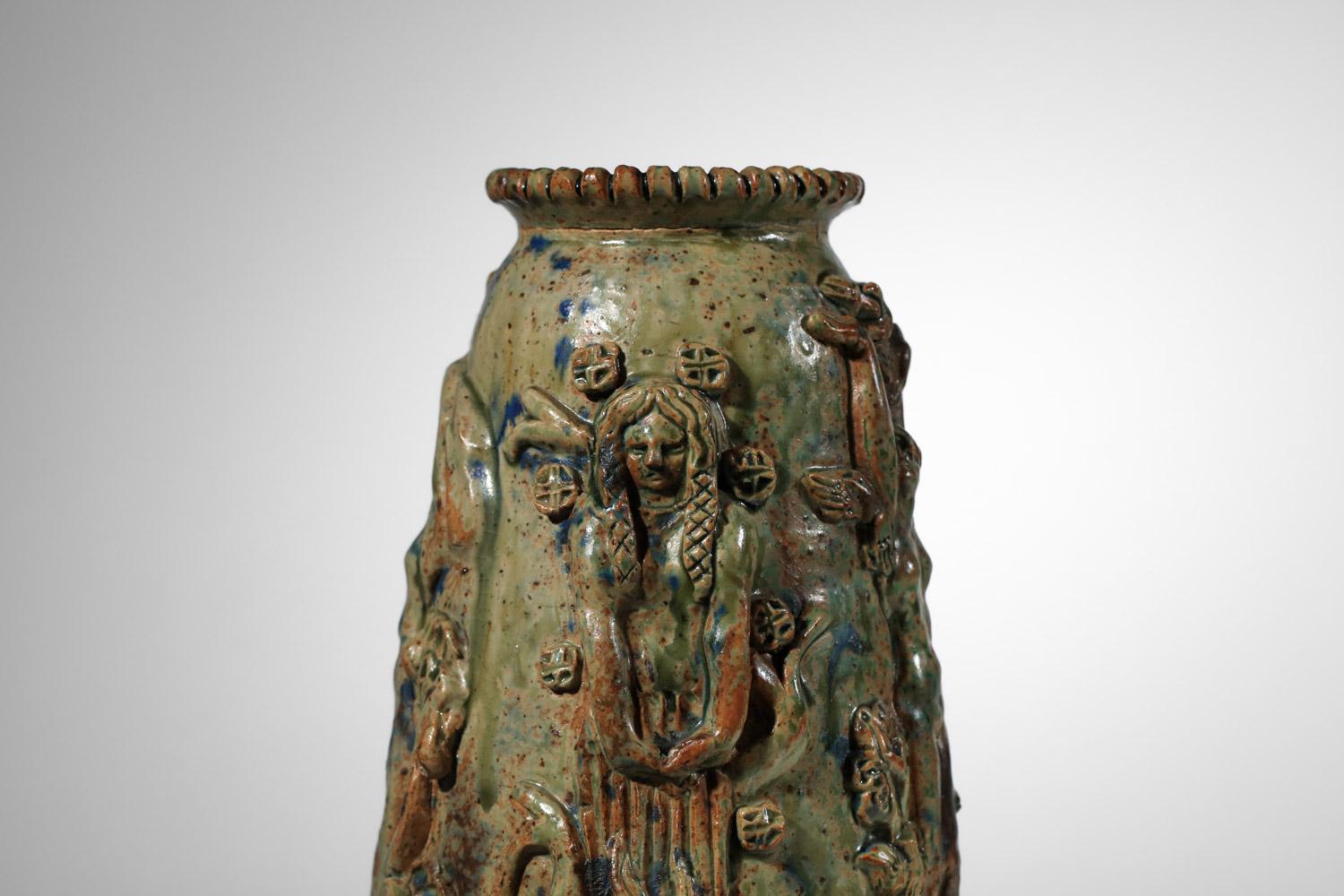 Gran jarrón de cerámica de André Rozay artículo único la Borne - I547 Moderno de mediados de siglo en venta