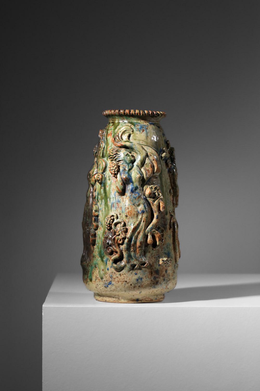 Gran jarrón de cerámica de André Rozay artículo único la Borne - I547 mediados del siglo XX en venta
