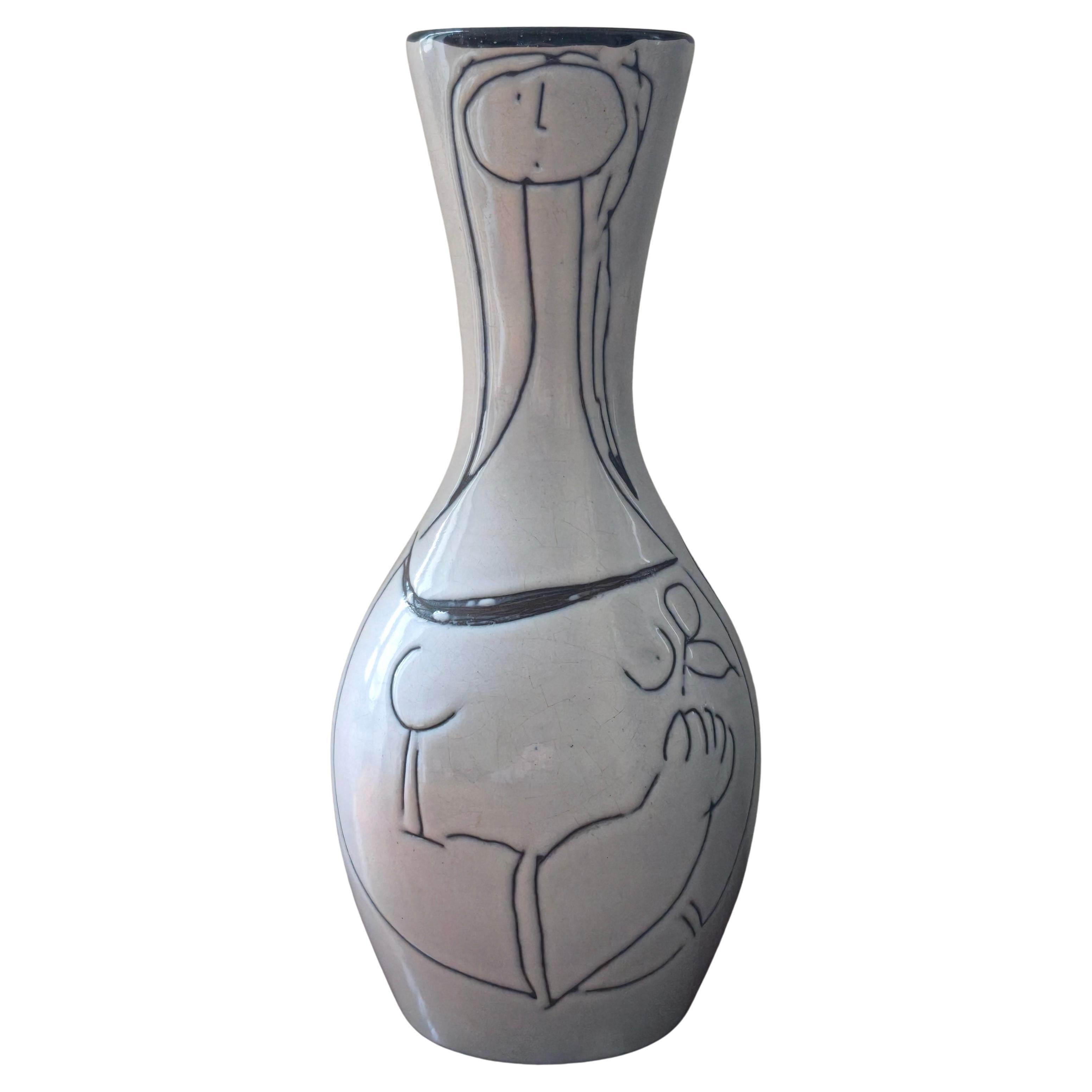 Large ceramic vase by Jacques Innocenti, 1950s, Vallauris, France For Sale