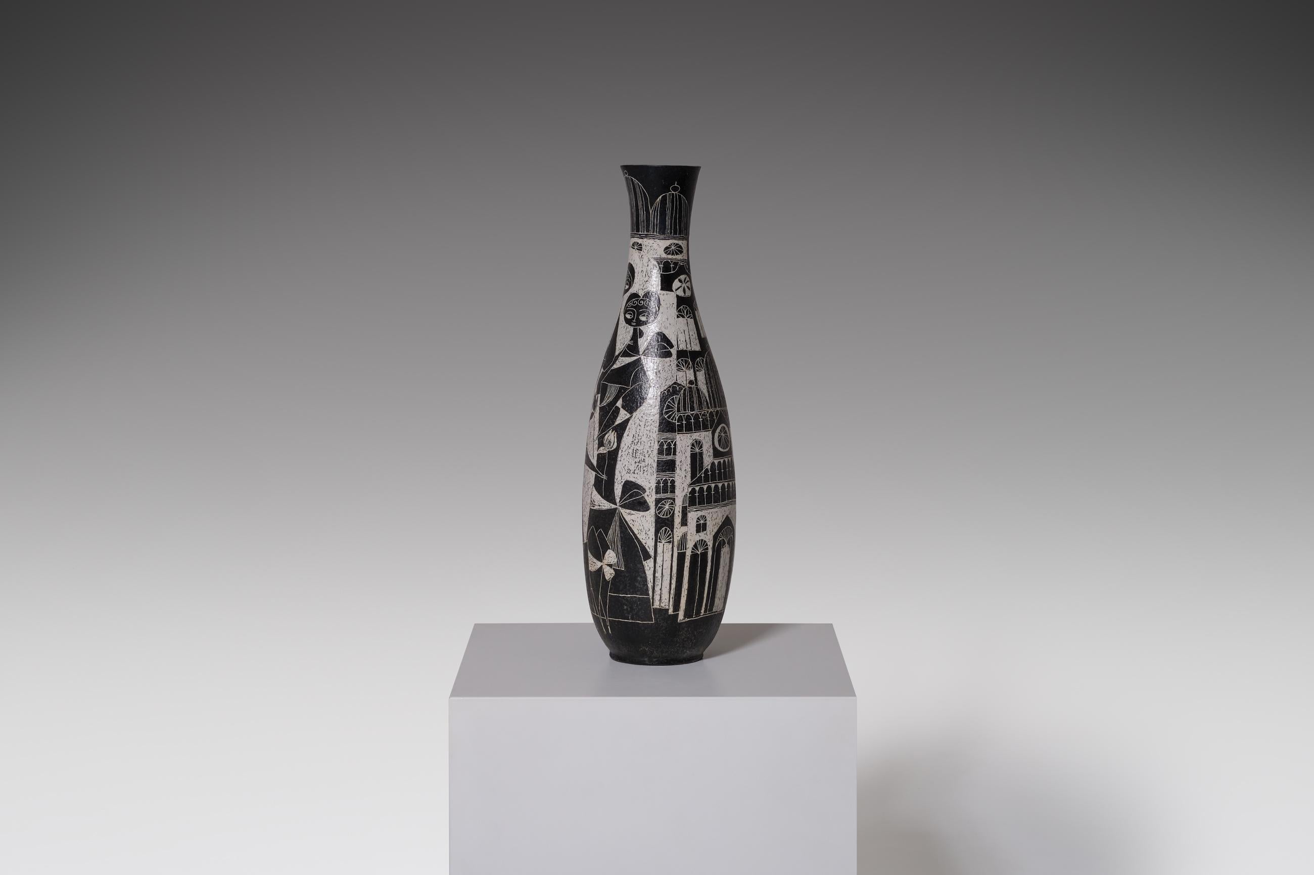 Glazed Large Ceramic Vase by Marcello Fantoni, Italy