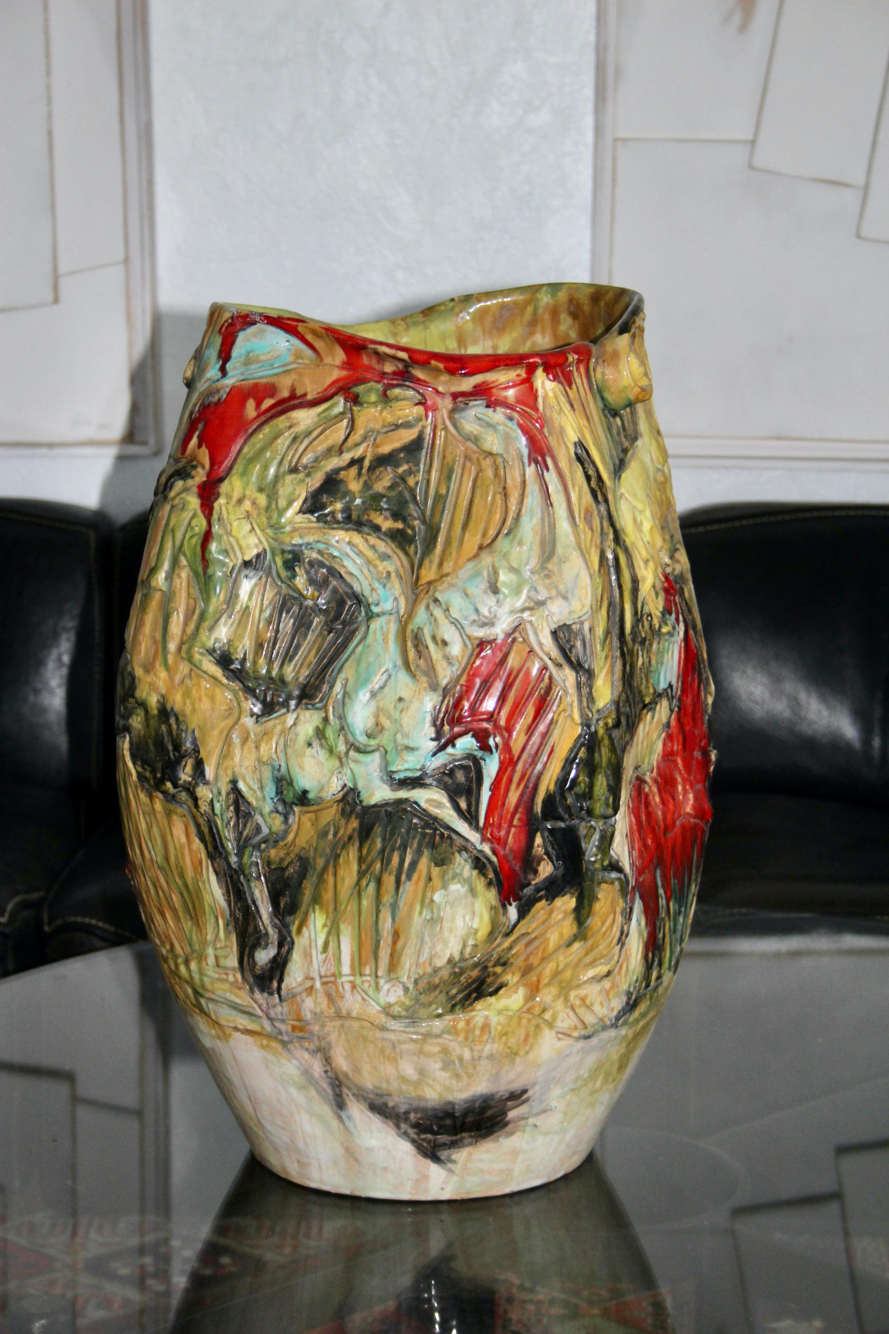 large ceramic vase from the Ciavarolomi Albisola factory For Sale 6