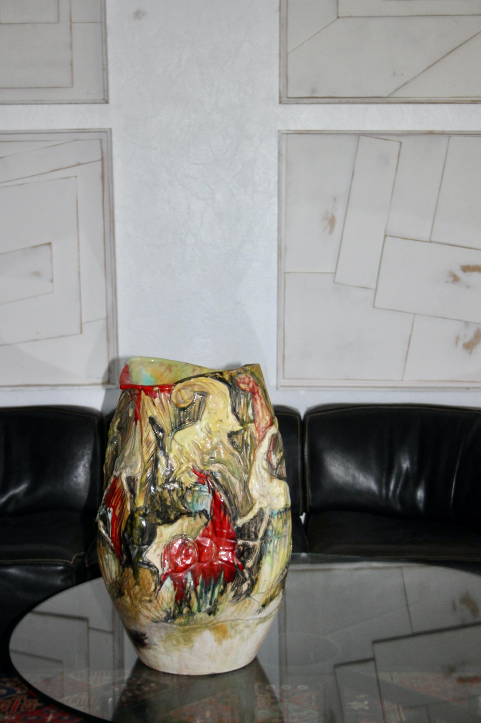 Italian large ceramic vase from the Ciavarolomi Albisola factory For Sale