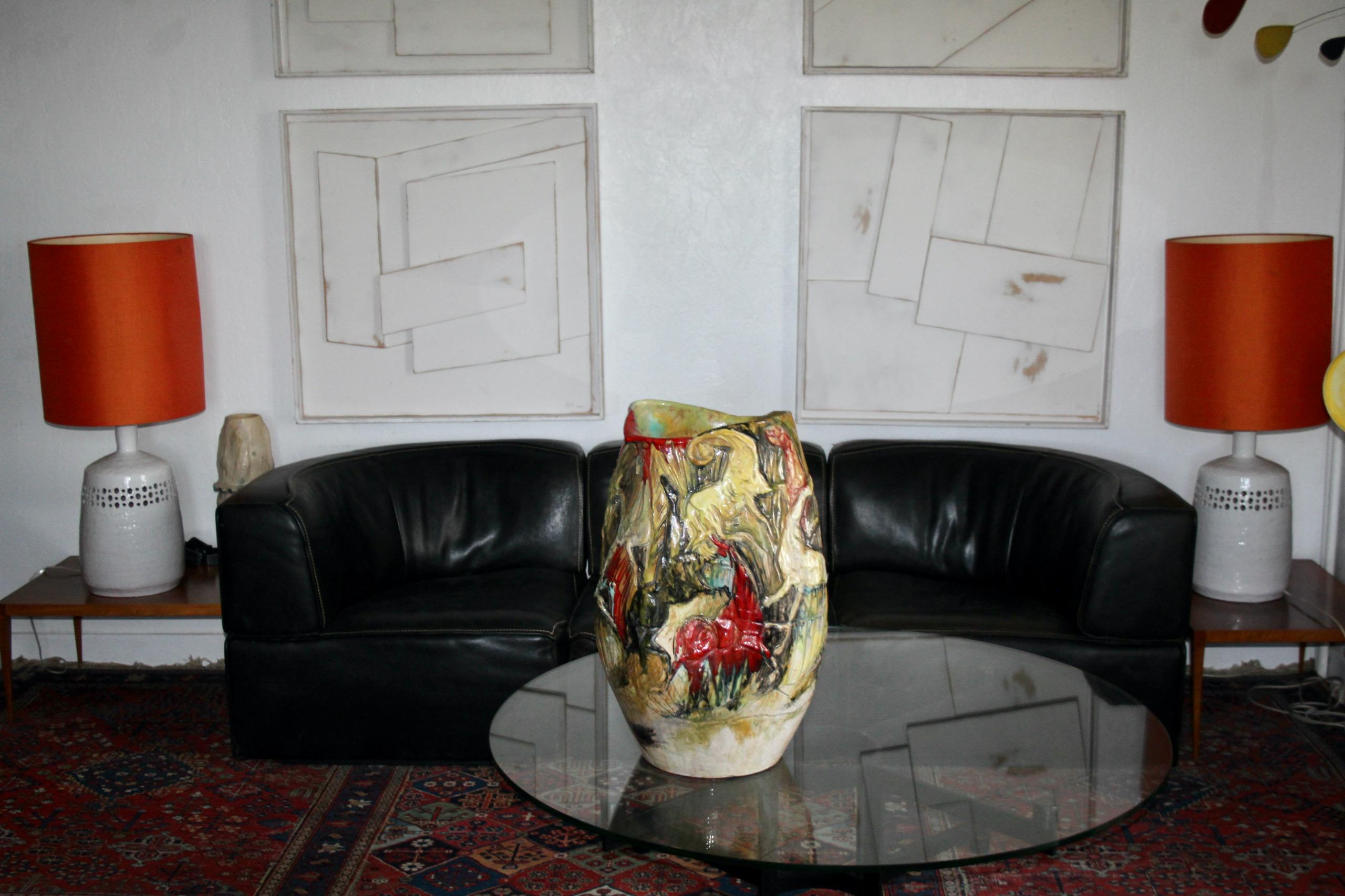 Mid-20th Century large ceramic vase from the Ciavarolomi Albisola factory For Sale
