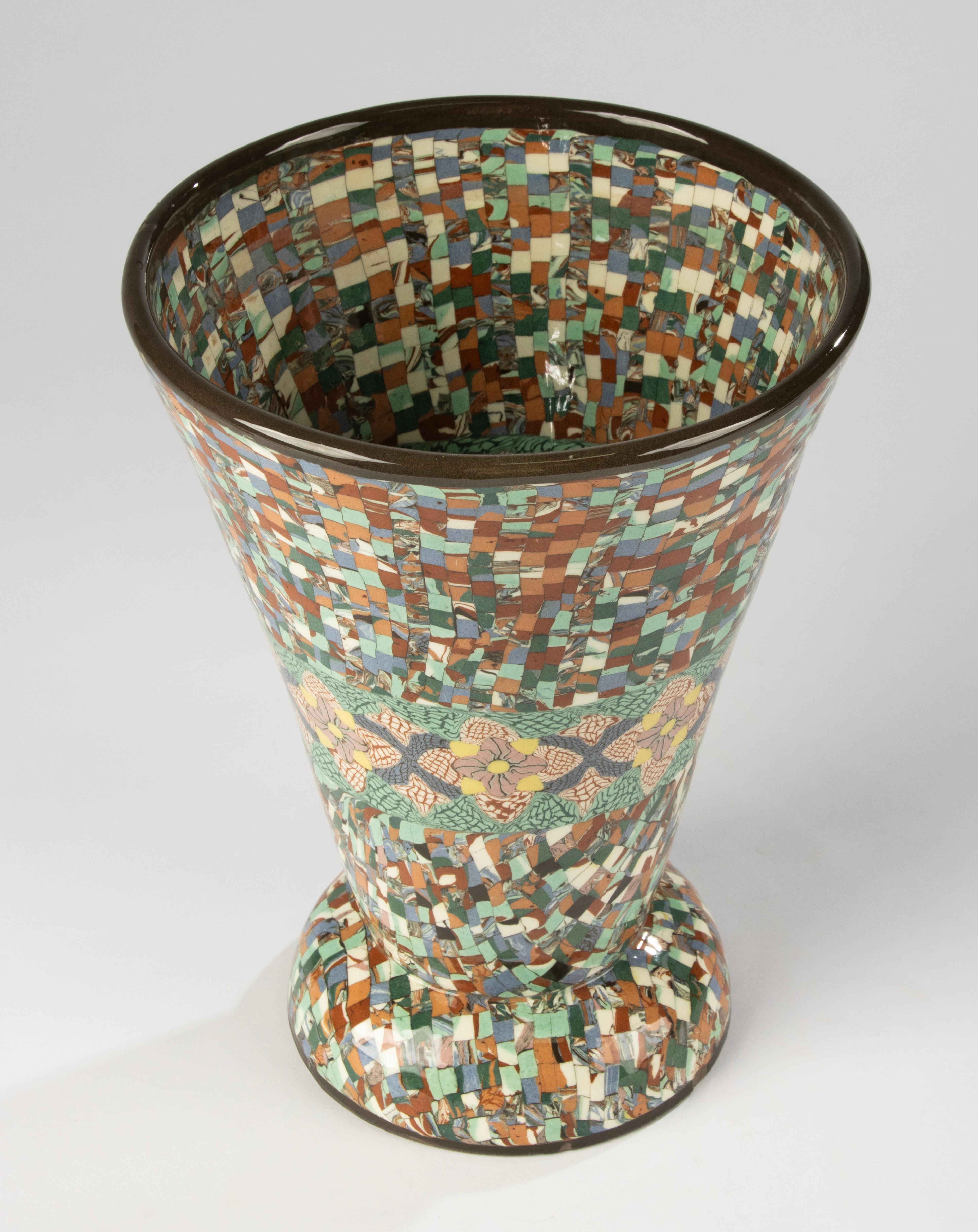 French Large Ceramic Vase - Jean Gerbino for Vallauris - Mosaik For Sale